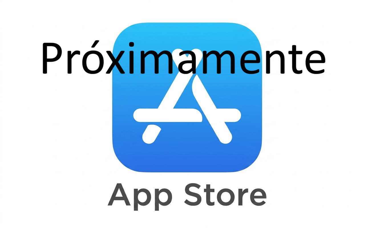 The App Store logo with the words "Próximamente" overlaid, indicating upcoming availability.