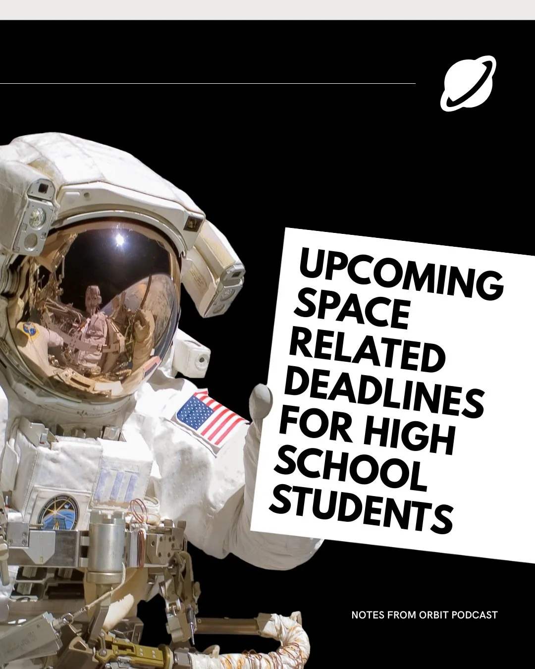 Three real deadlines, three real ways into space science and none of them need a connection at NASA.

One needs your school on board. One needs your GPA and a date in September. One just needs a Saturday in November.

Swipe for what's due, who it's f