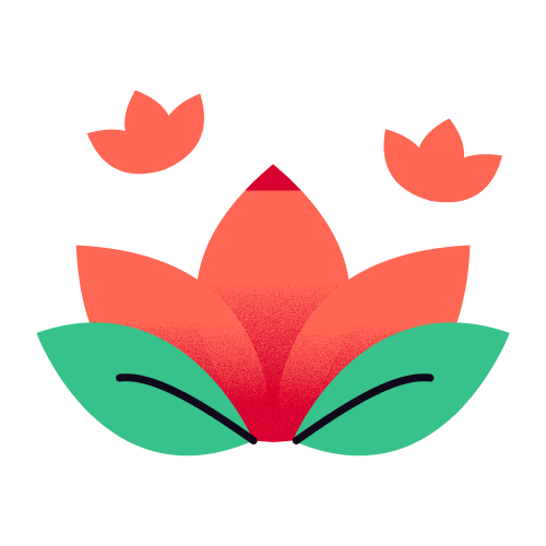 Icon of flowering plant with red petals and green leaves