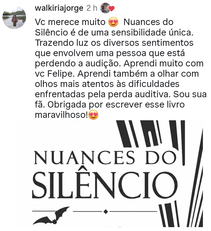 leitora falando sobre como aprendeu com o livro Nuances do Silêncio