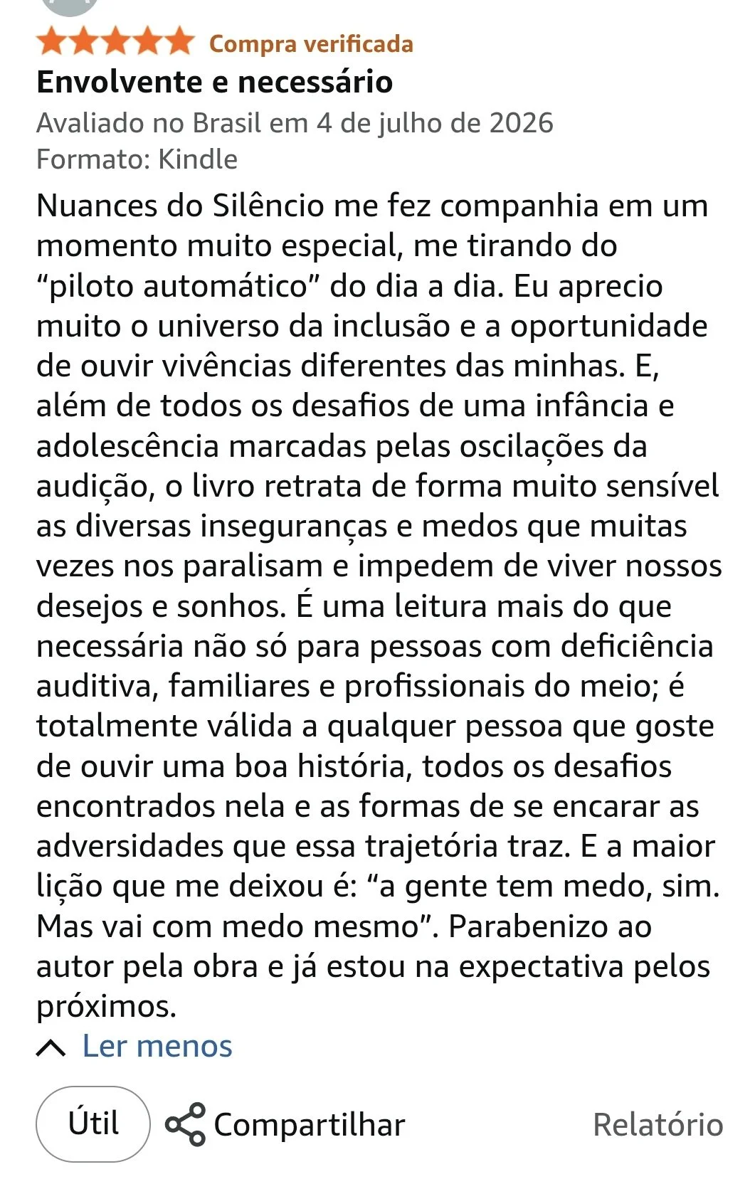 avaliacao leitor nuances so silencio sobre sentir medo