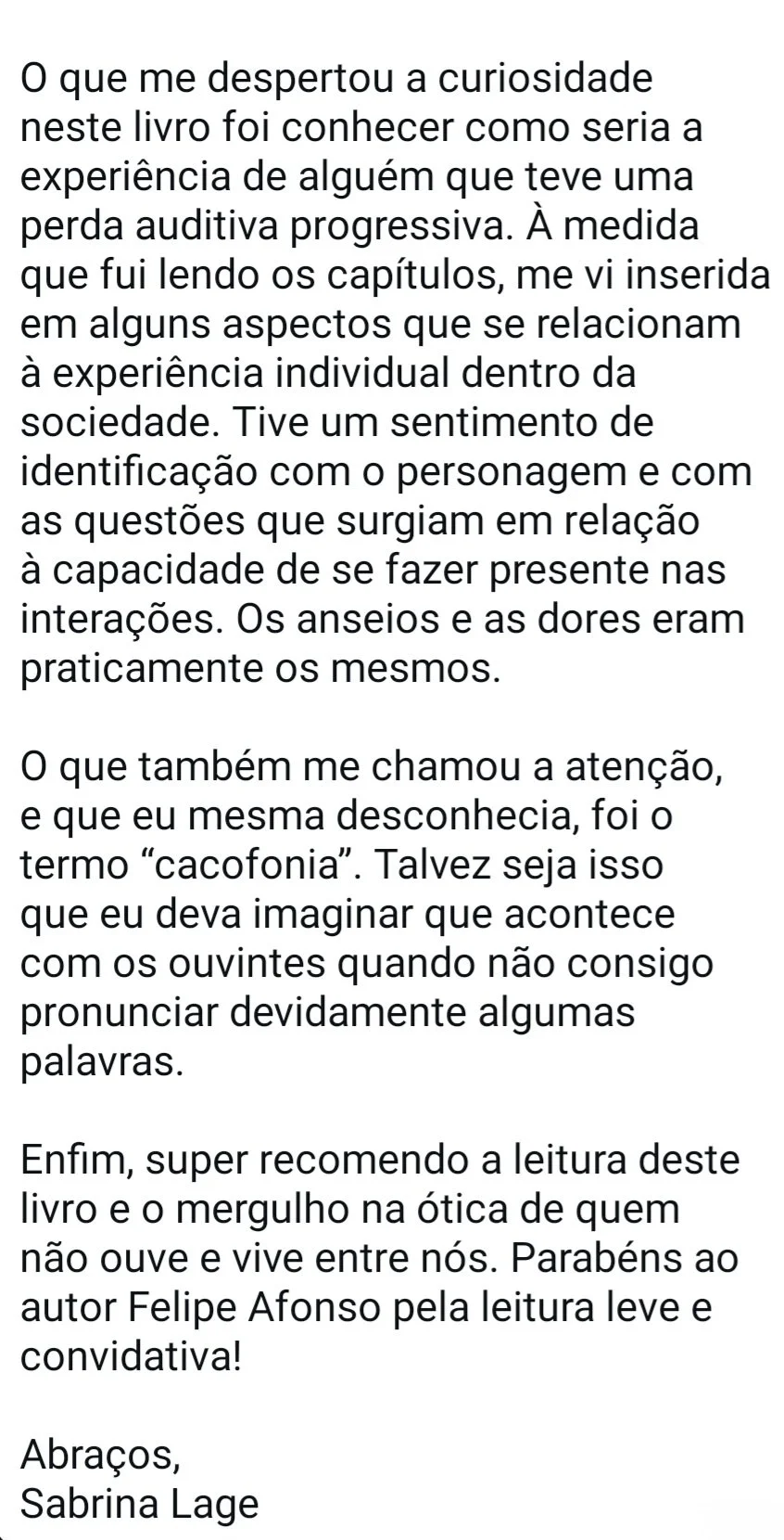 depoimento do leitora de nuances do silêncio