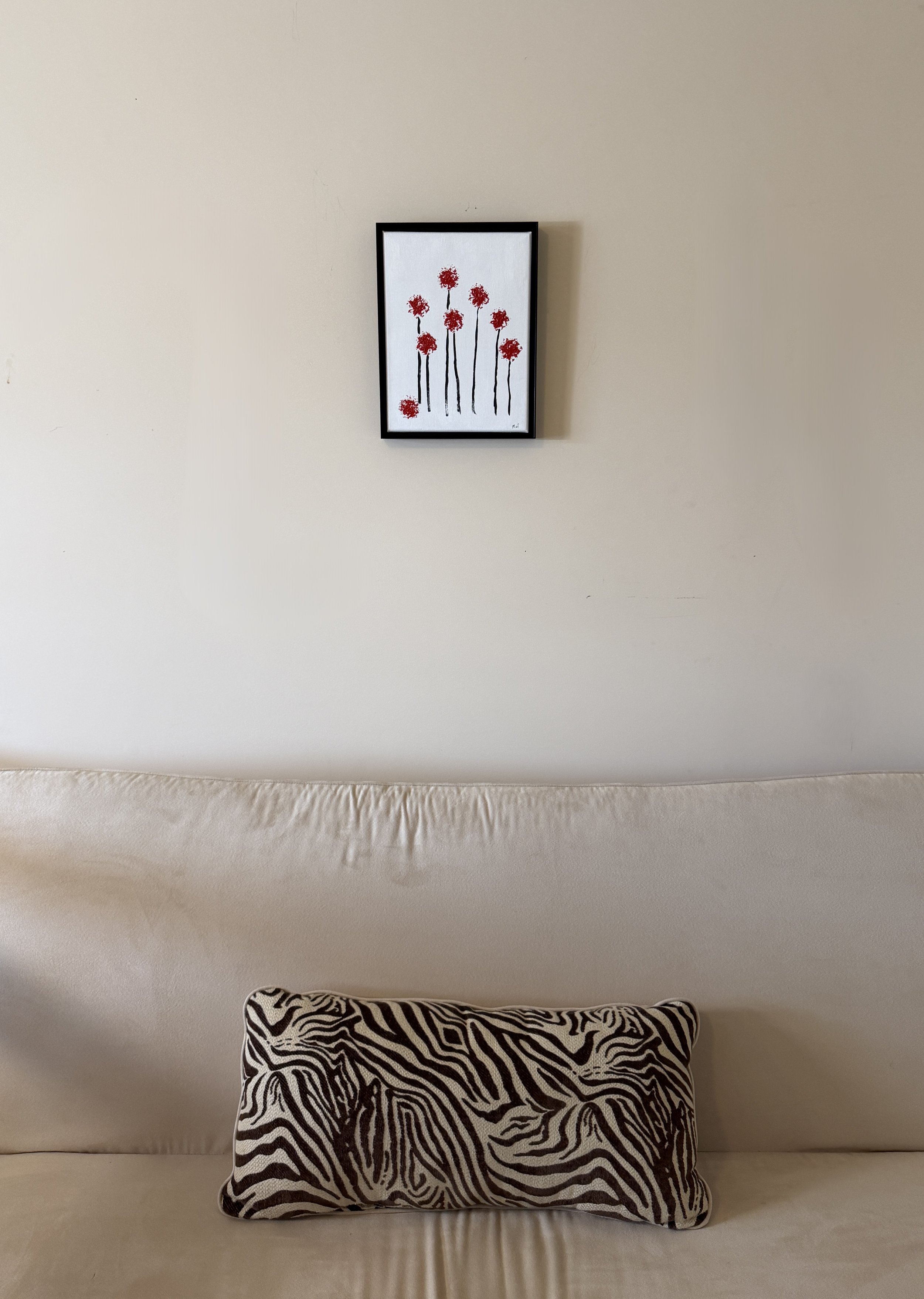 Red Puffballs Floral Painting Room View.JPG