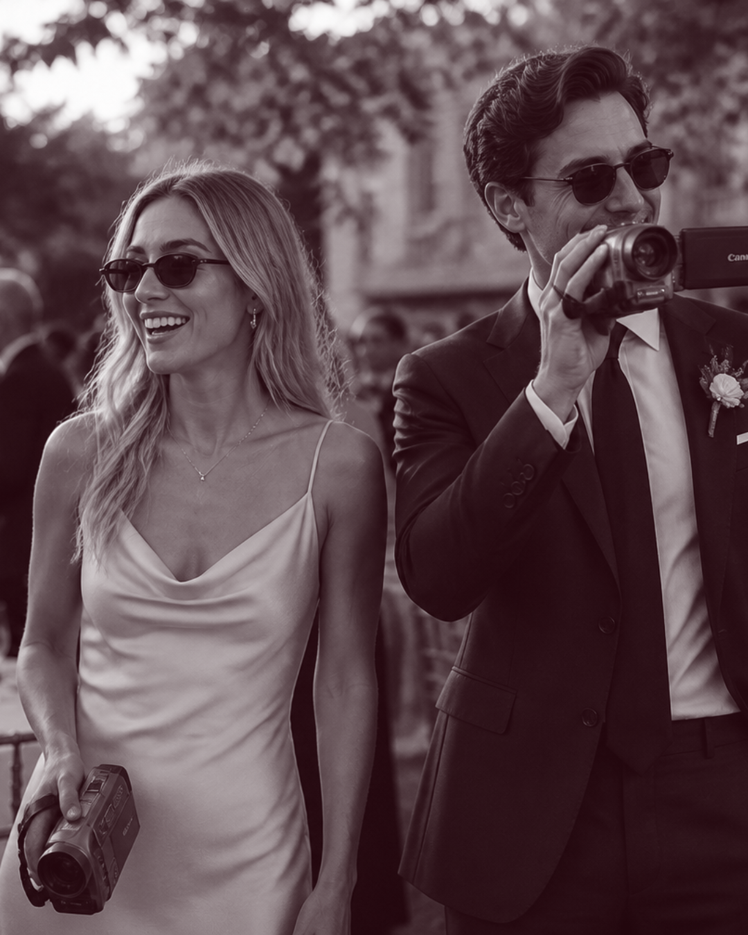 Guests filming wedding video