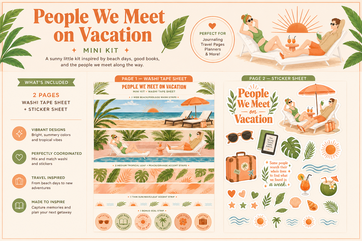 People We Meet on Vacation Mini Kit  Digital Download • Printable Journaling Kit