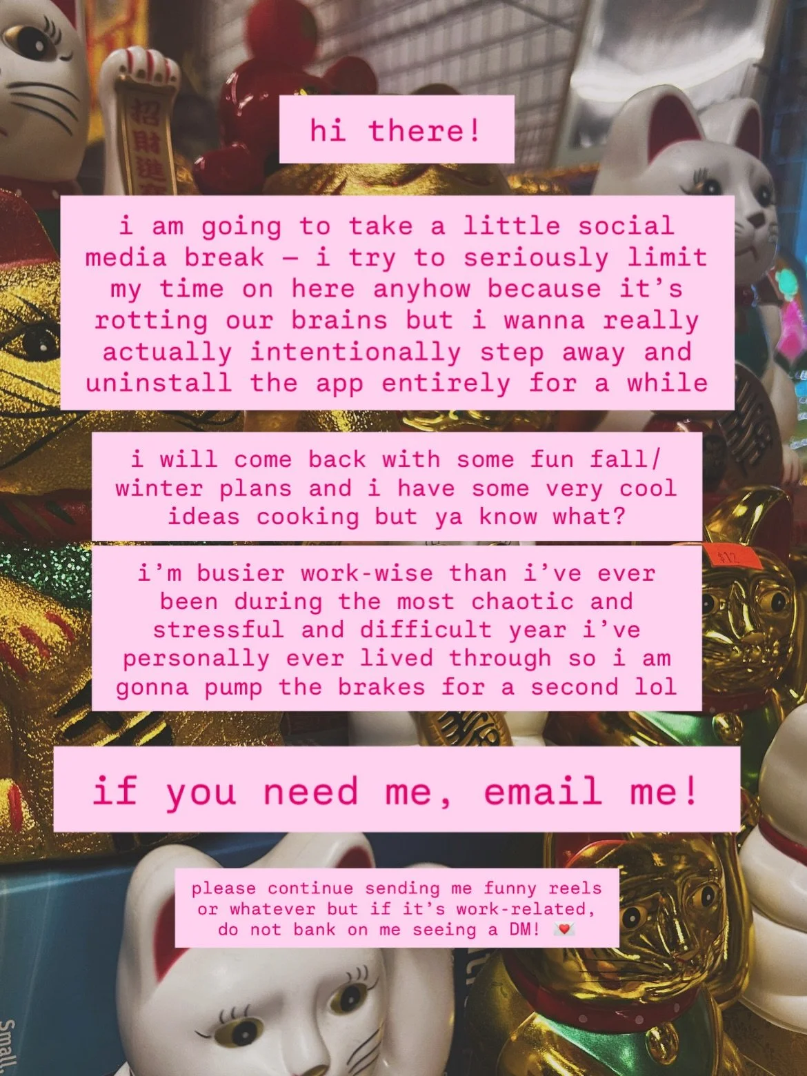 just a little update!! ⭐️💫
i am officially in the &ldquo;there is entirely too much going on and i need a break&rdquo; phase of 2026 &mdash; and honestly it feels like so many folks i know are feeling that way too. i am incredibly grateful to be in 