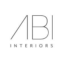Logo of AB Interiors with stylized text and lines.