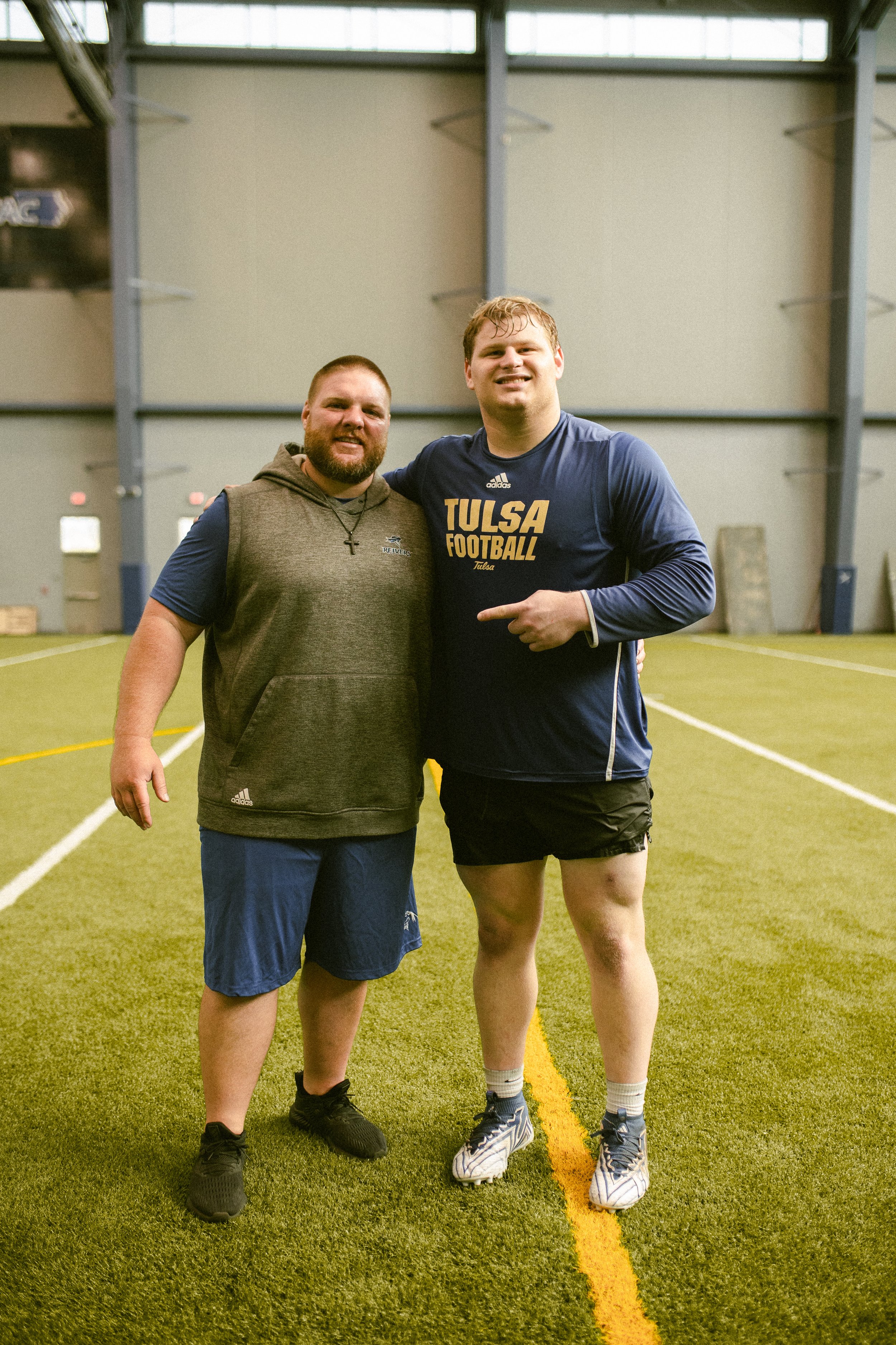 #DLineU Iowa Western Football Coach Aaron Terry and Indiana player Joe Hjelle at Pass Rush Summit