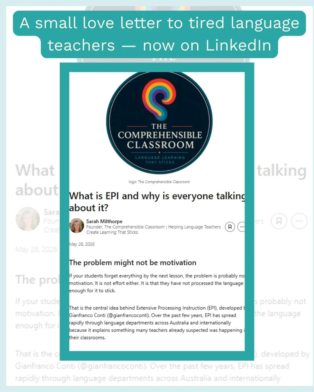 A small love letter to every language teacher trying to survive a wet Thursday afternoon in Week 8 while Year 8 is feral, someone has forgotten their book again, and half the class has decided they are &ldquo;bad at languages&rdquo;.

www.linkedin.co