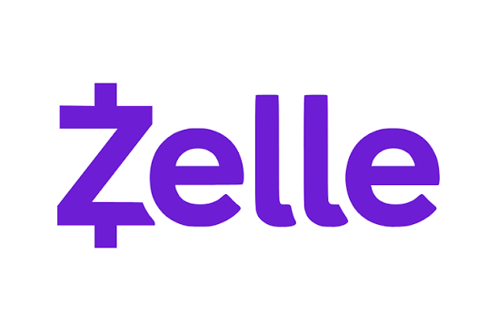 Zelle logo in purple text
