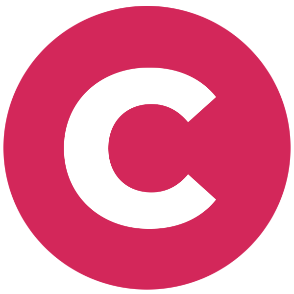 Red circle with a white letter C in the center.