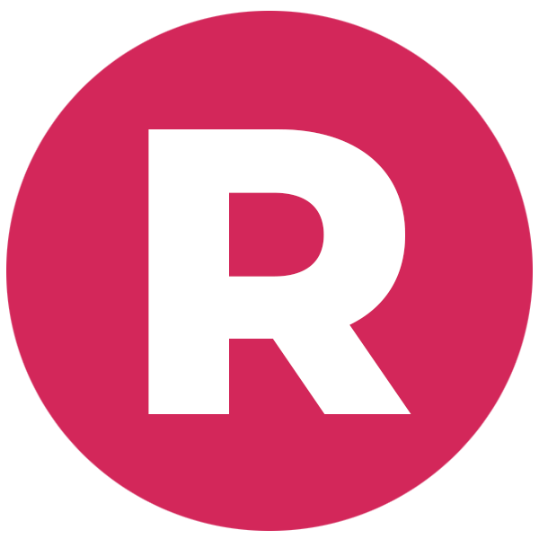 Red circle with a white letter 'R' in the center.
