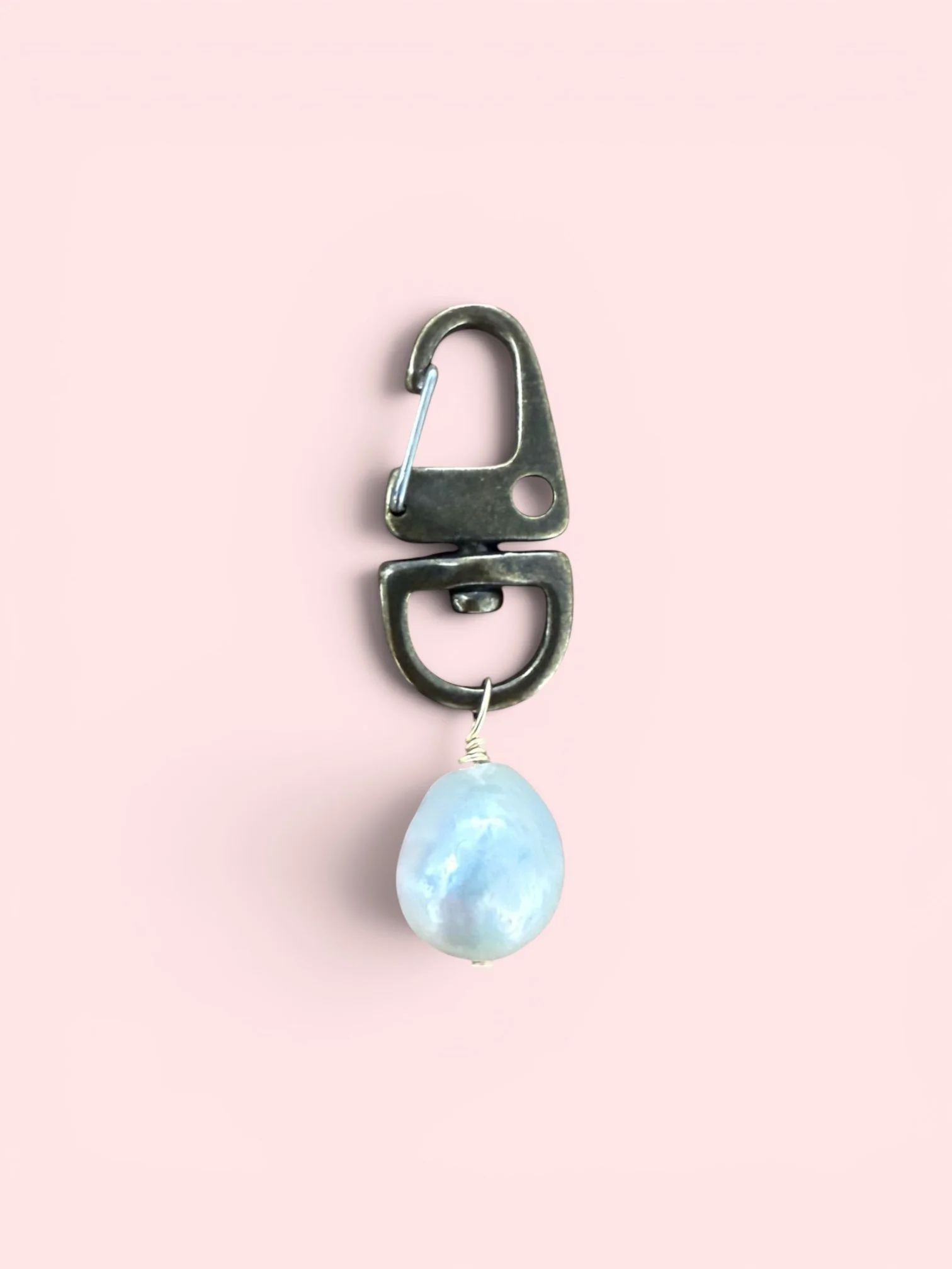 12mm Fresh Water Pearl on Funky Patina Clip