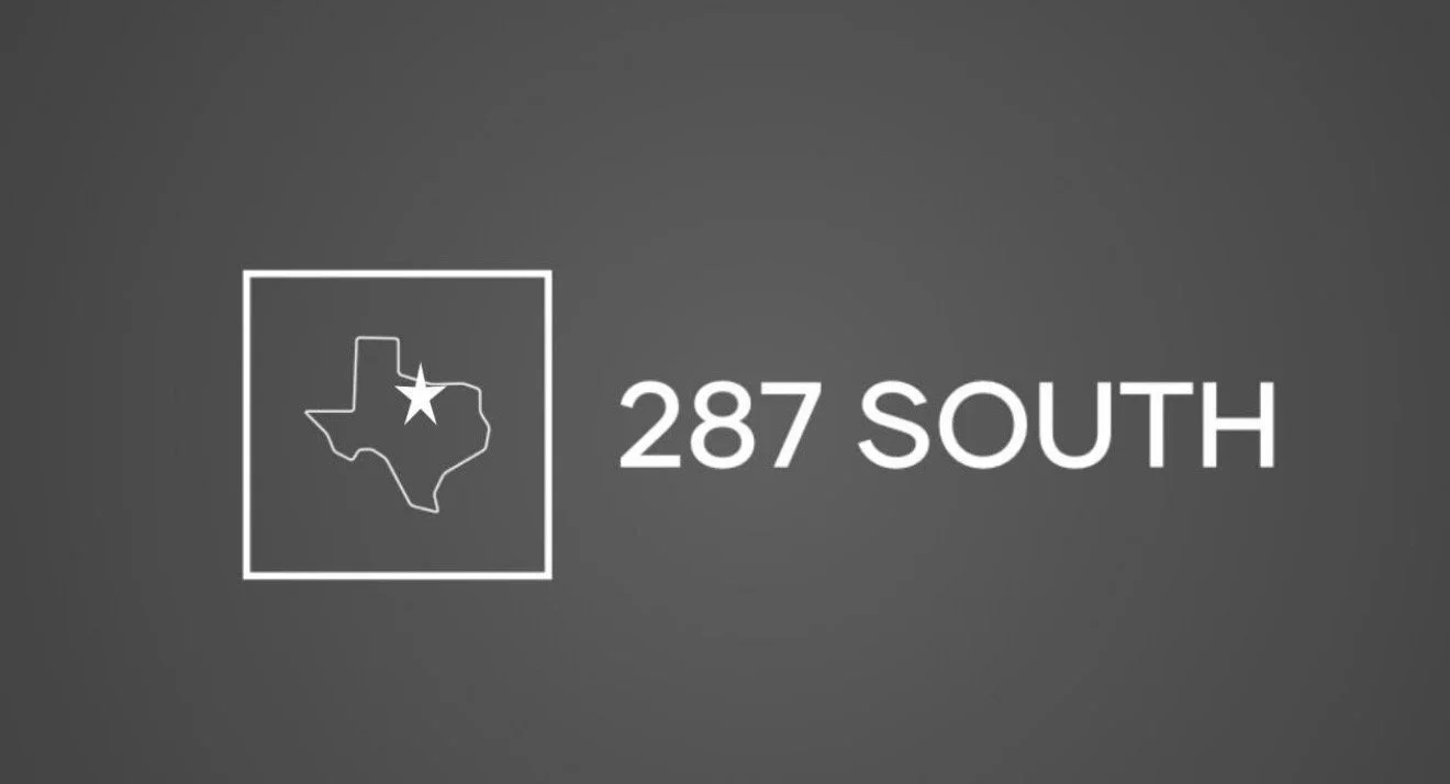 Map of Texas with a star indicating a location, accompanied by the text '287 South' on a dark gray background.