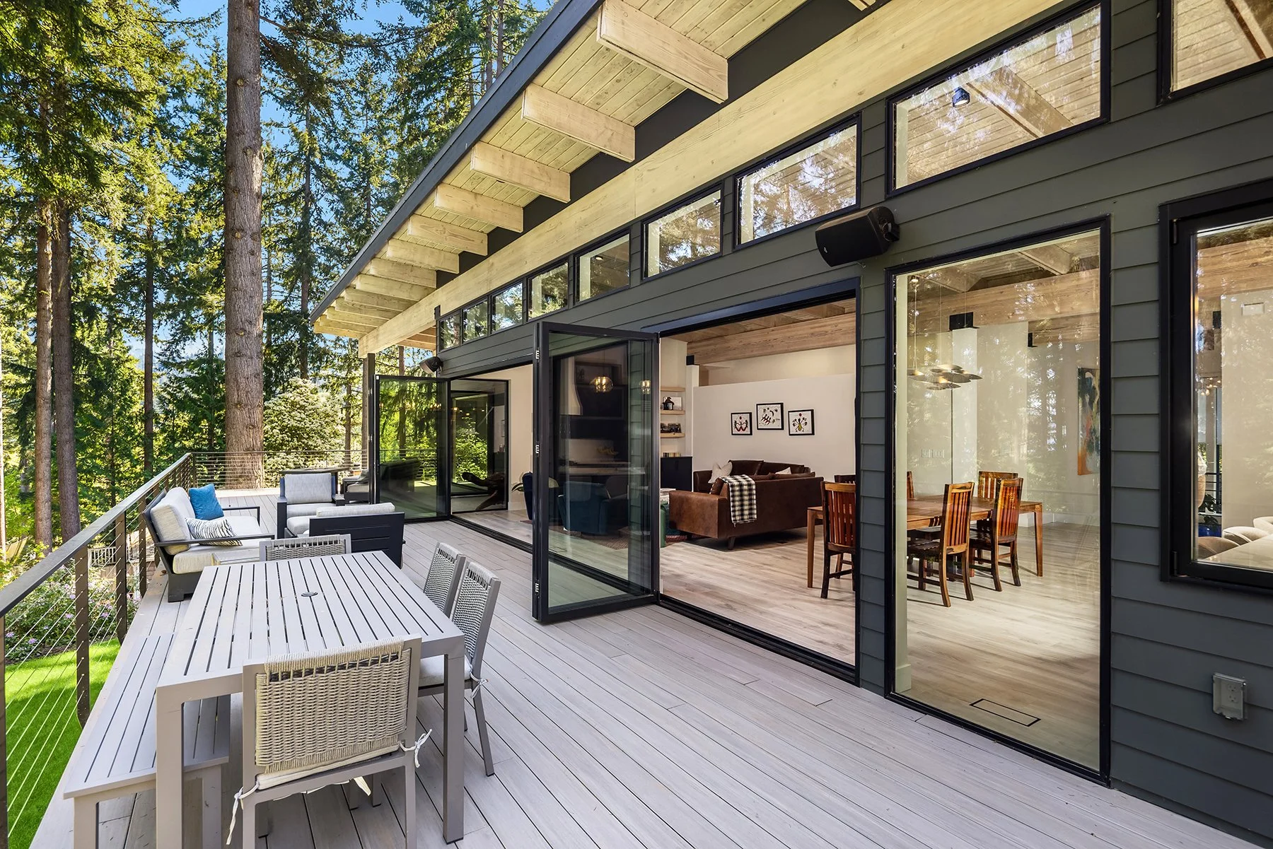 Incredible deck space runs the length of the home - flowing seamlessly into the main living space.
plumbed with gas for heaters or an outdoor kitchen.