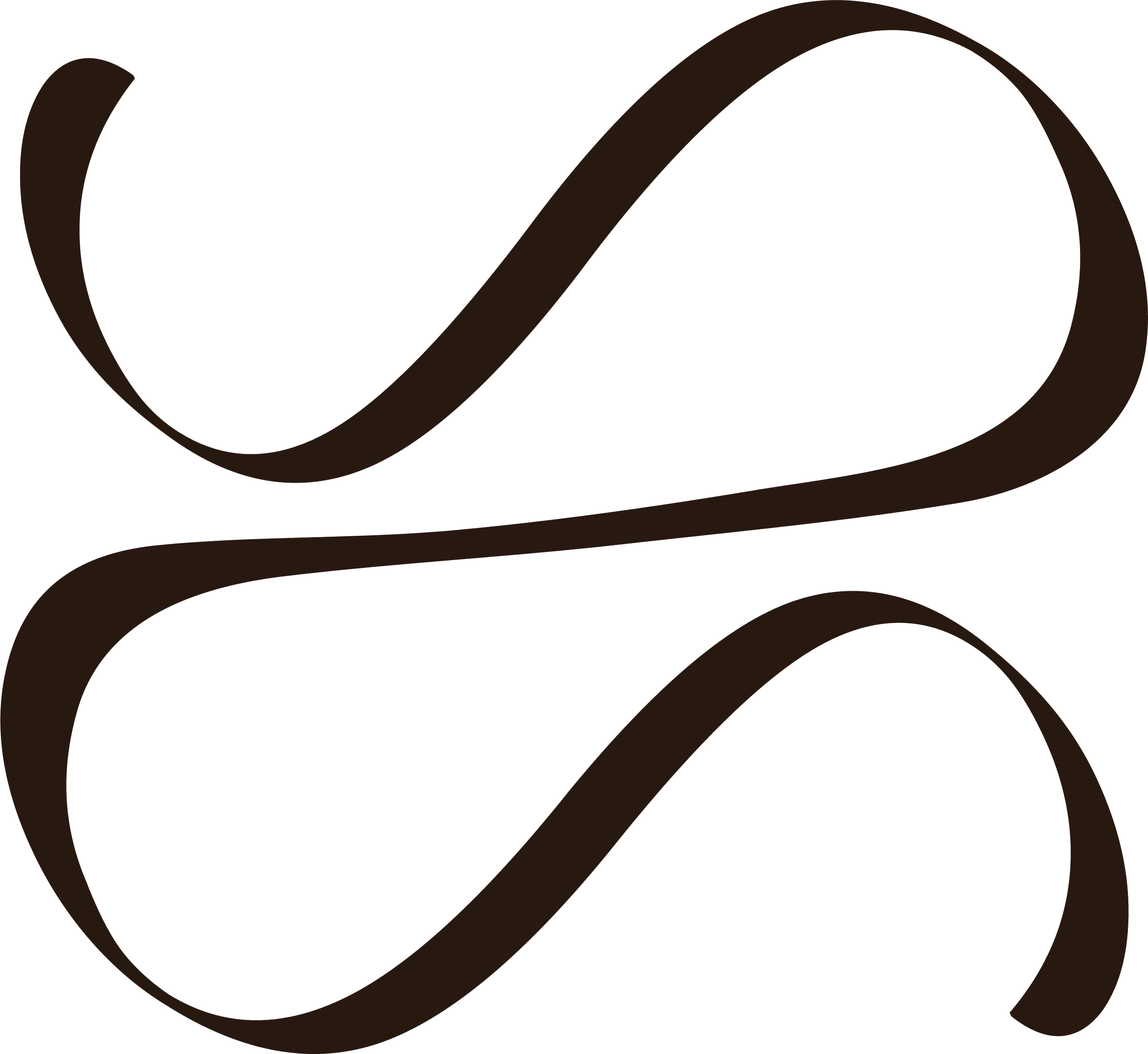 A black background with an elegant, looping infinity symbol in dark brown.