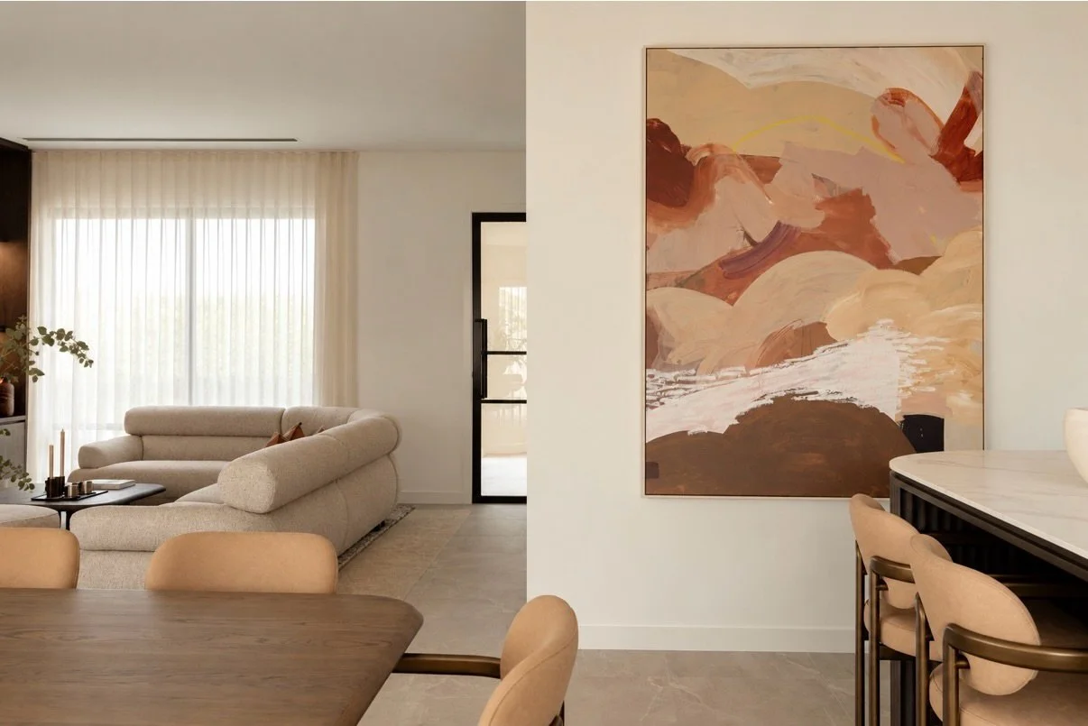Artwork is often one of the last layers added to a home, but it truly is one of the most important.

For our Manning project, a collection of works by Perth artist Alisha Falconer was selected to move throughout the home, from the gallery-style hallw