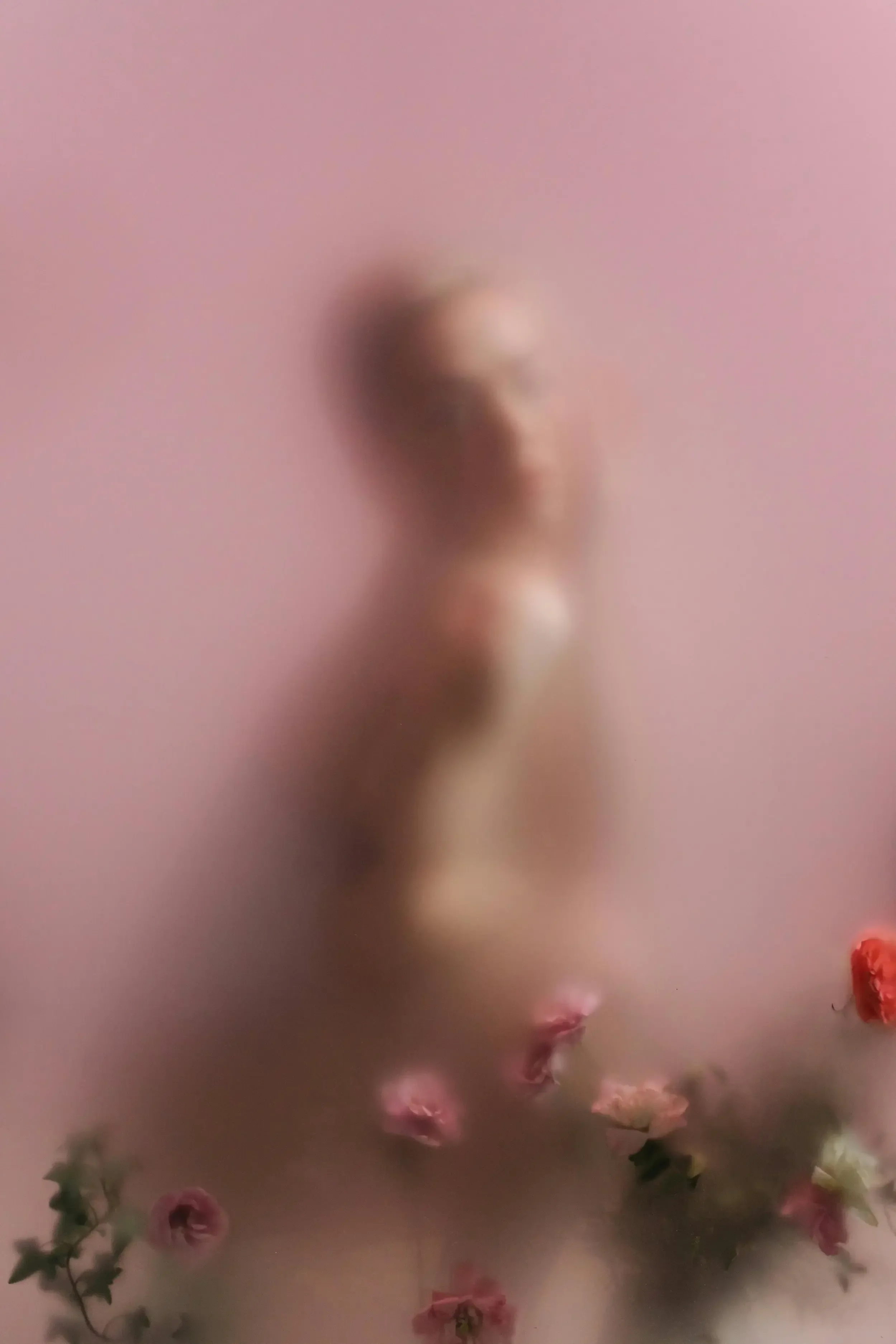 a blurred image of a woman