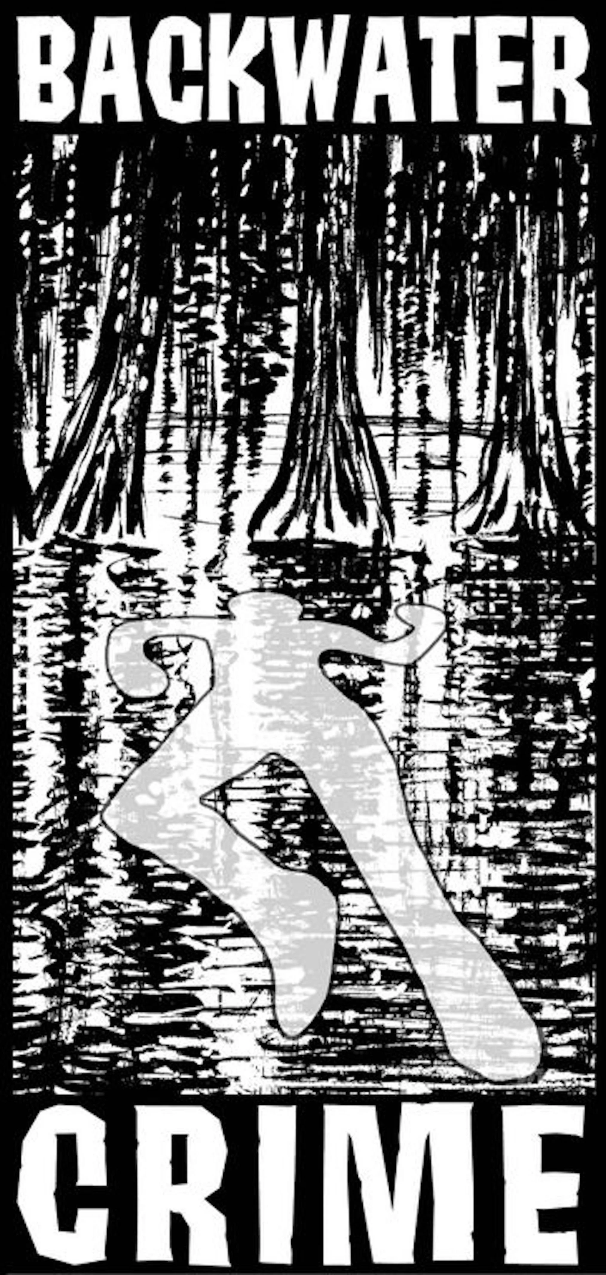 Outline of body floating in a swamp