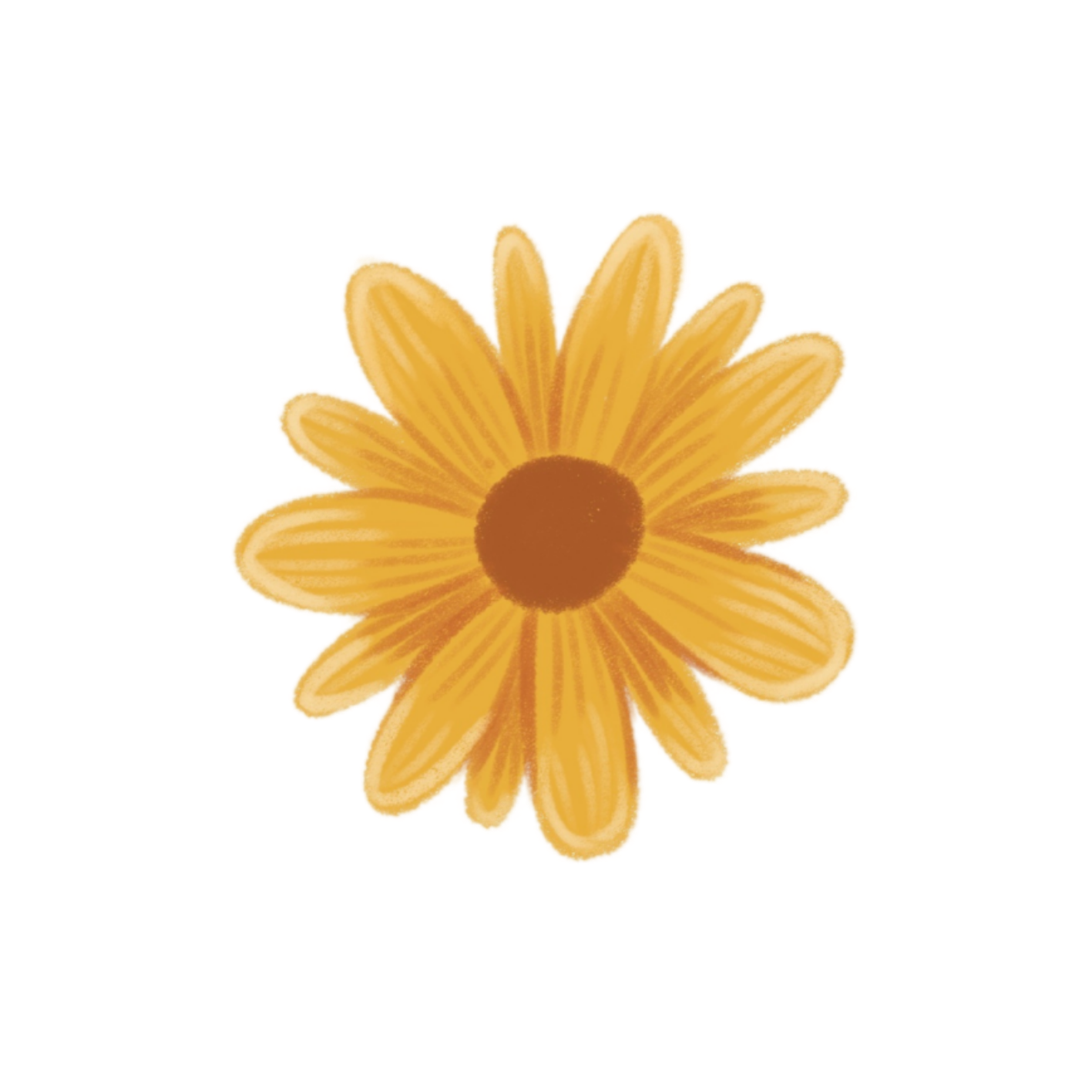 Illustration of a yellow sunflower with a brown center.