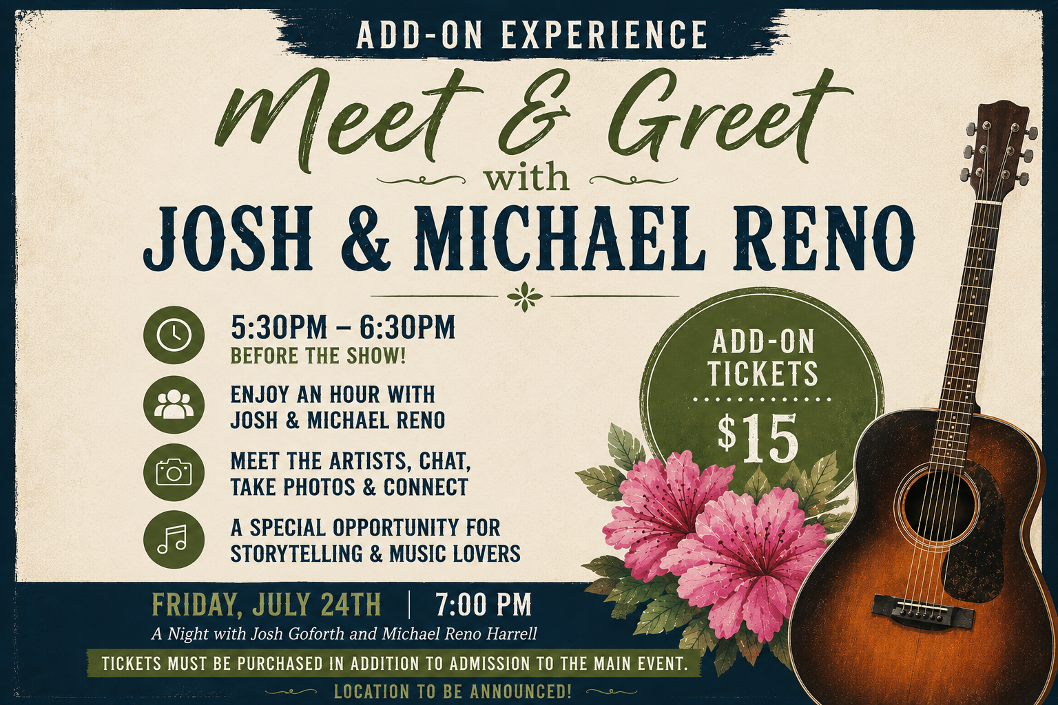 Add On- Meet & Greet with Josh Goforth and Michael Reno Harrell