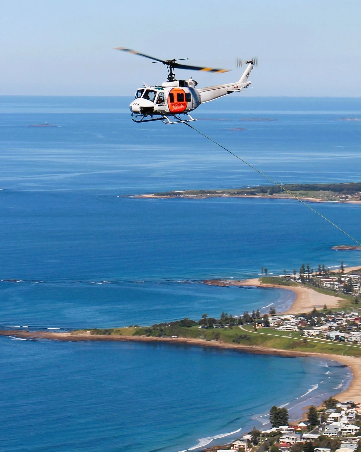 Heavy helicopter in flight for contract aviation and utility operations VRLL
