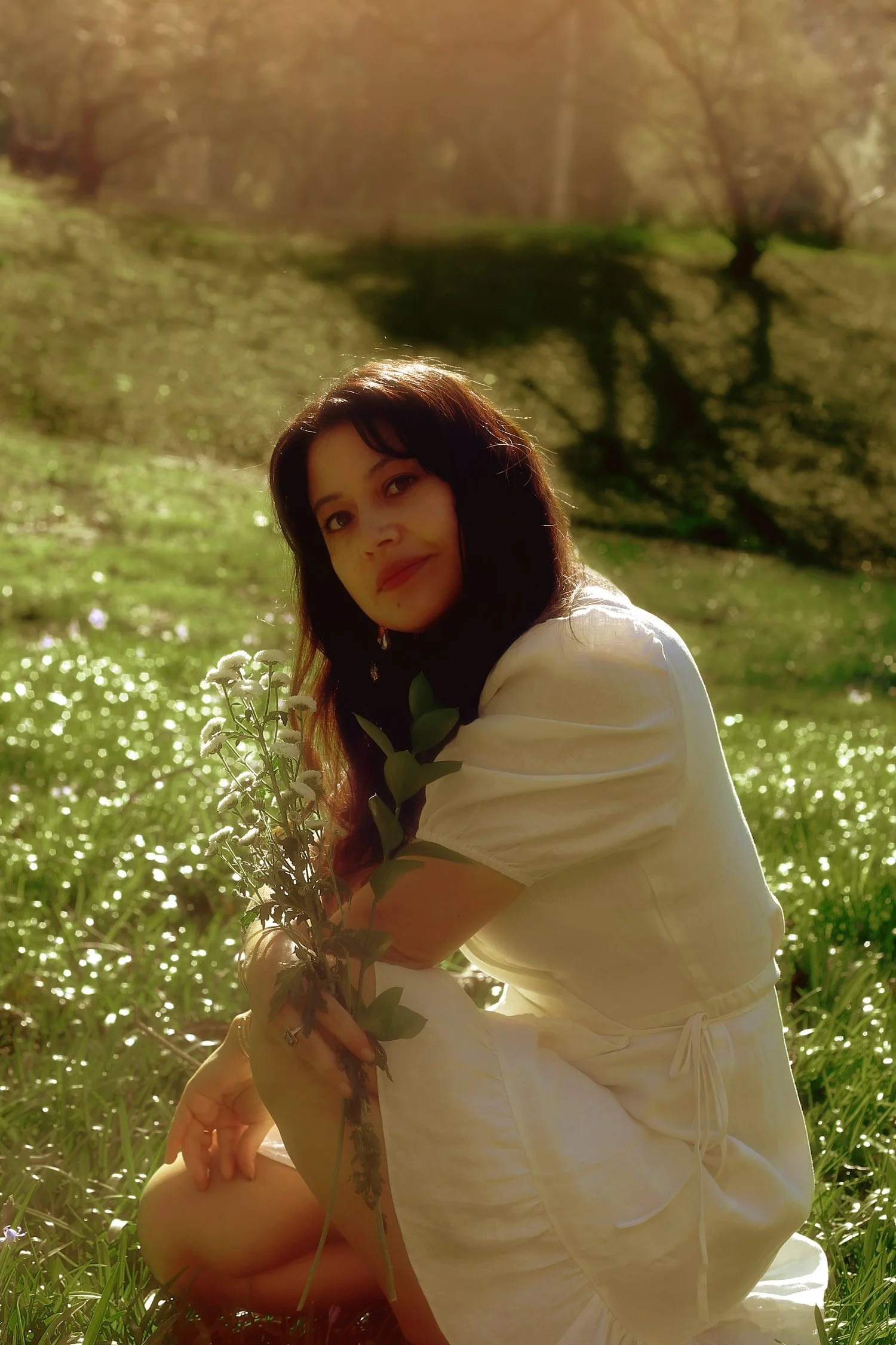Woman in the sun in nature