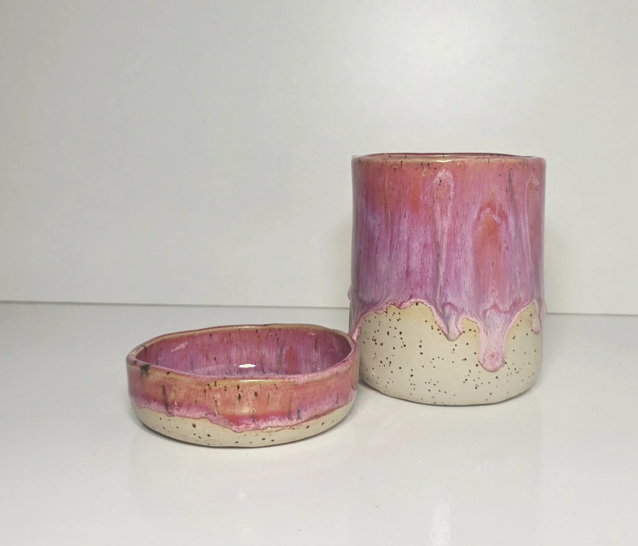 Flamingo Pink Tumbler & Trinket dish set