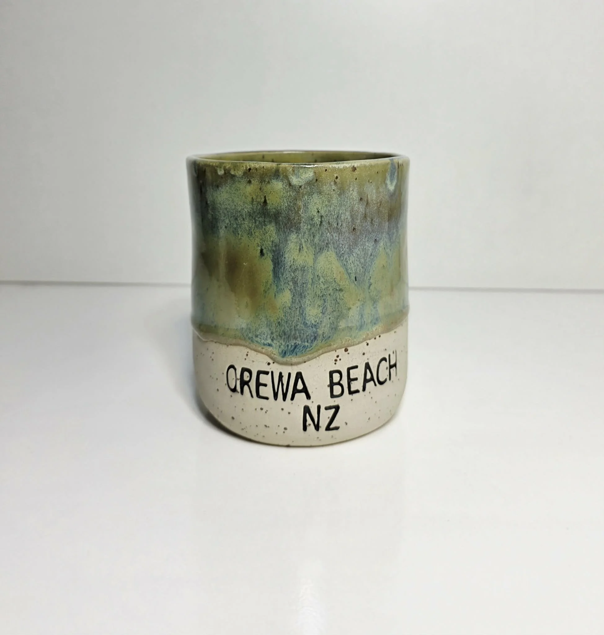 Orewa Beach large tumbler green front.jpeg