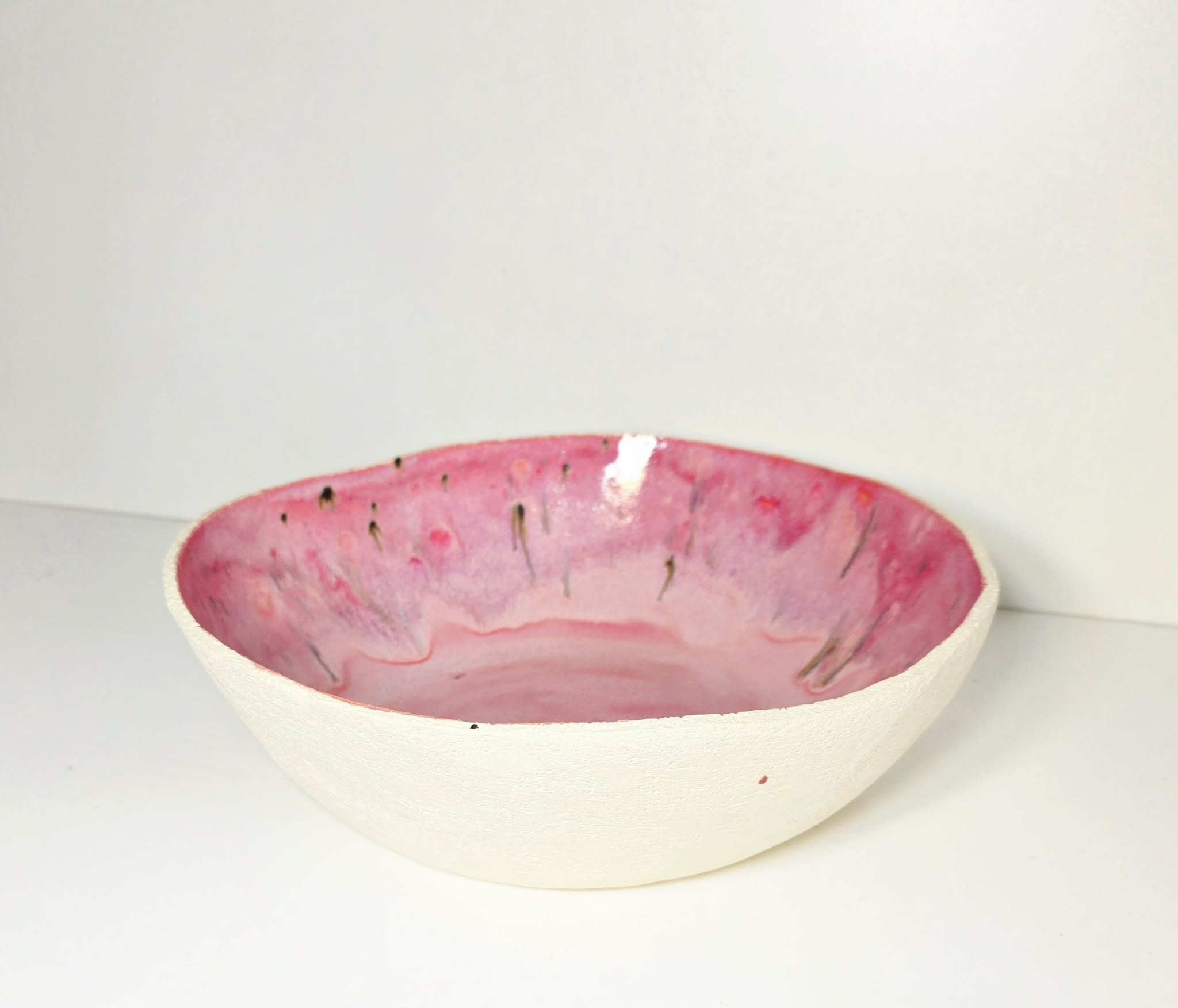 Large Organic Edge Round Bowl - Pink Flamingo