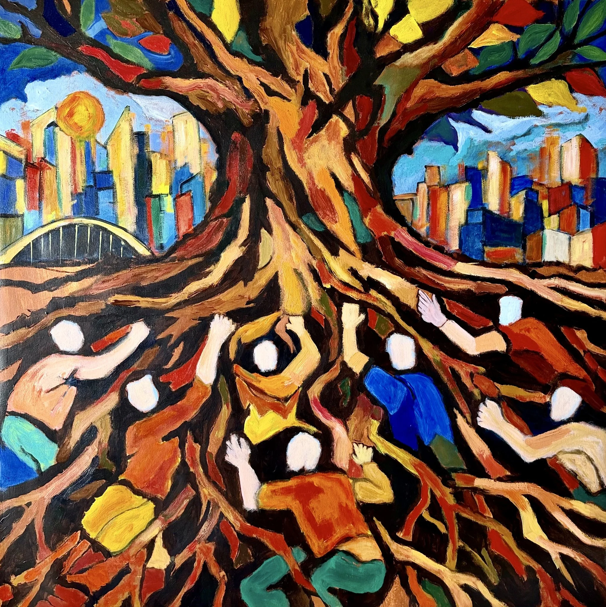 Title: Rooted / 
Medium: Acrylic on Canvas /	
Size: 37x37 inches / 	
Price: Rs. 75,000 /
AVAILABLE