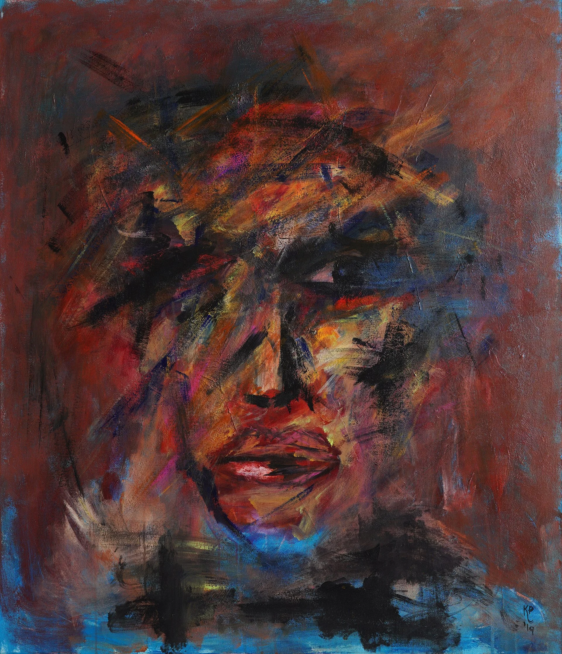 Title: Dyslexia 2019 / 
Medium: Acrylic on Stretched Canvas /	
Size: 36x42 / 	
SOLD