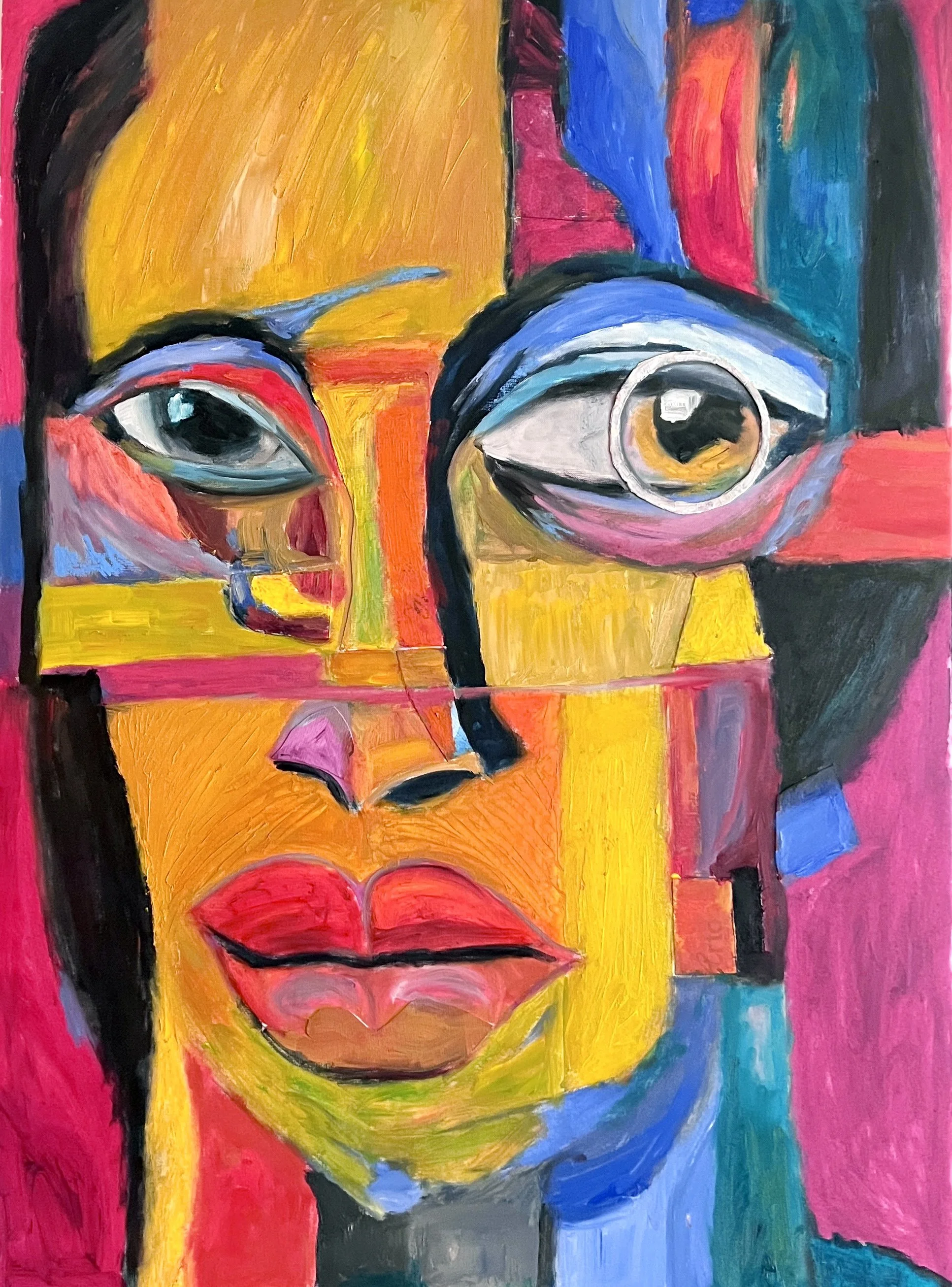 Title: Near Sighted 2023 / 
Medium: Mixed Media on Paper /	
Size: 22x30 inches / 	
SOLD