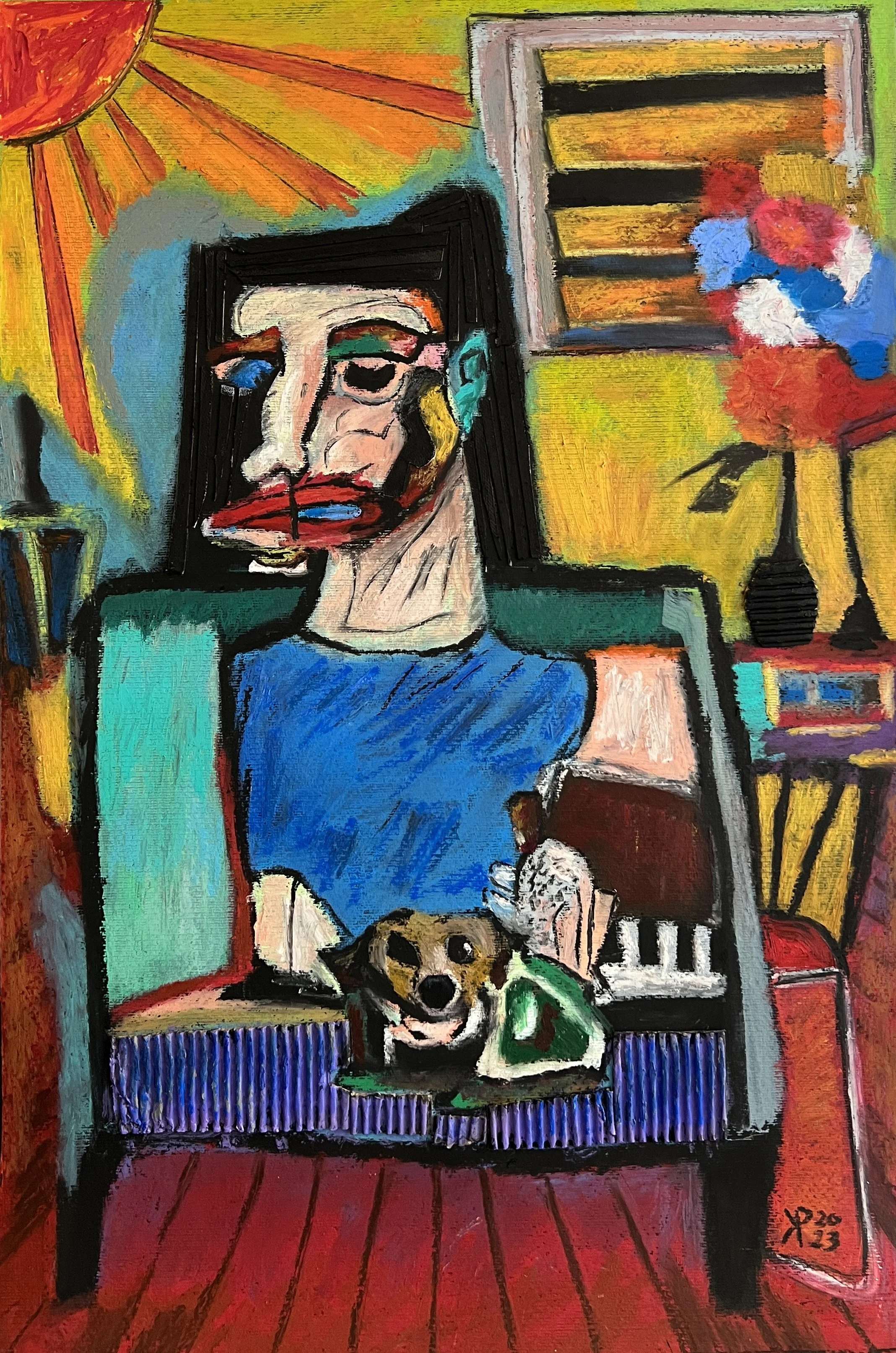 Title: Me Time 2023 / 
Medium: Mixed Media on Paper /	
Size: 18x26 inches / 	
Price: Rs. 33,000 /
AVAILABLE
