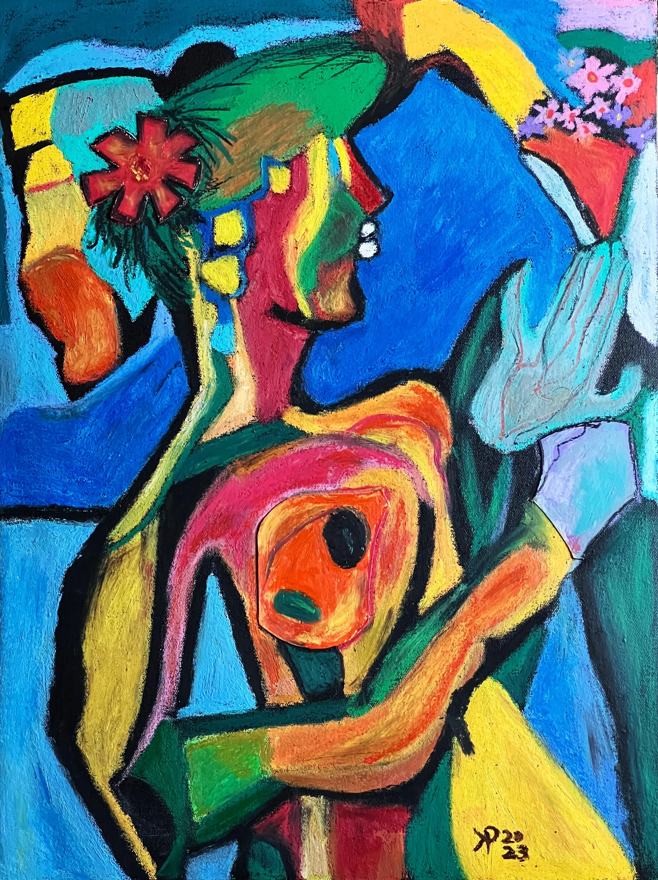 Title: All Heart 2023 / 
Medium: Mixed Media on Canvas /	
Size: 18x24 inches / 	
Price: Rs. 33,000 /
AVAILABLE