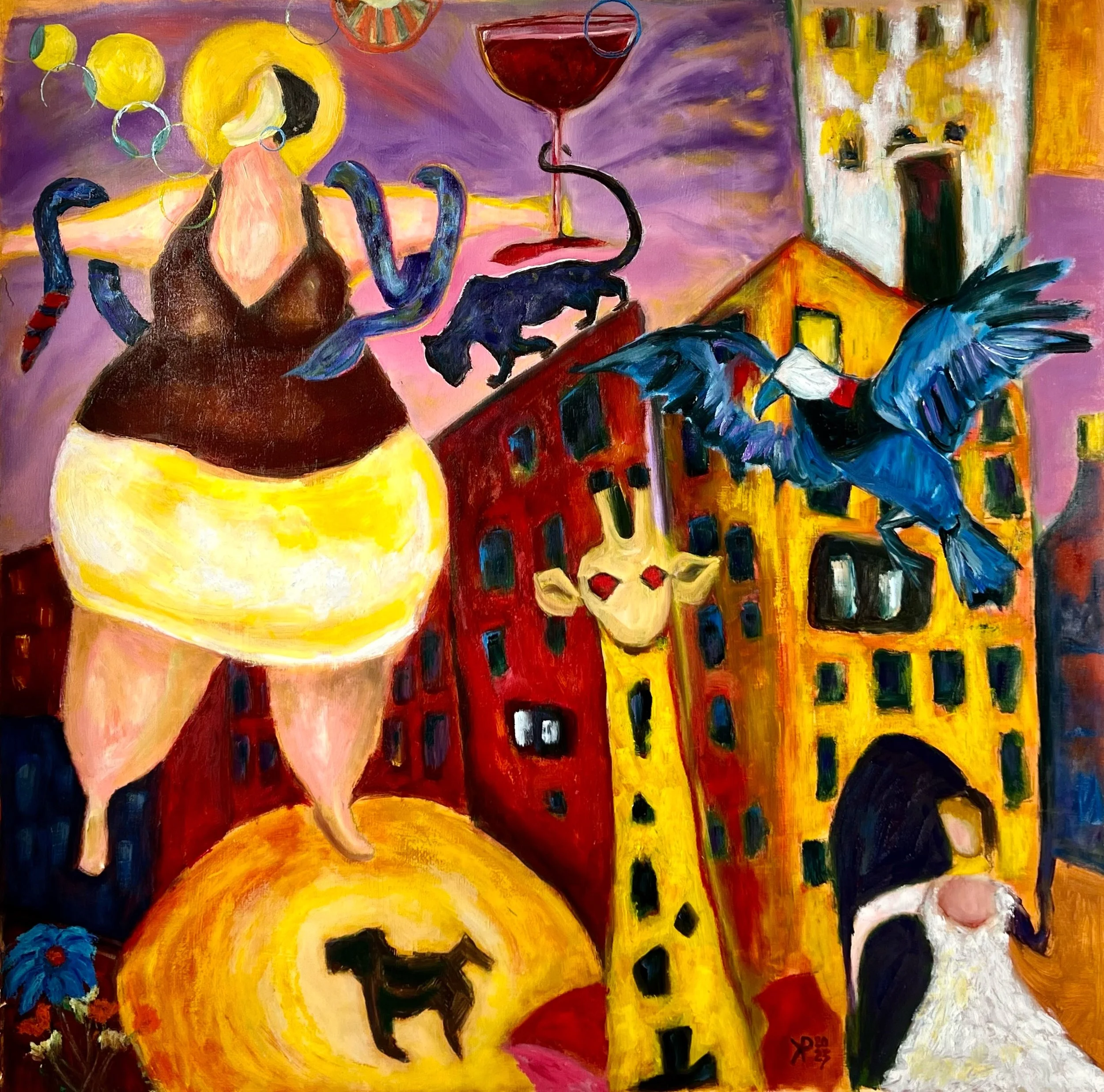 Title: Sweet Dreams 2023 / 
Medium: Oil, Oil Stick and Oil Pastel on Paper /	
Size: 37x37 inches / 	
Price: Rs. 78,000 /
AVAILABLE