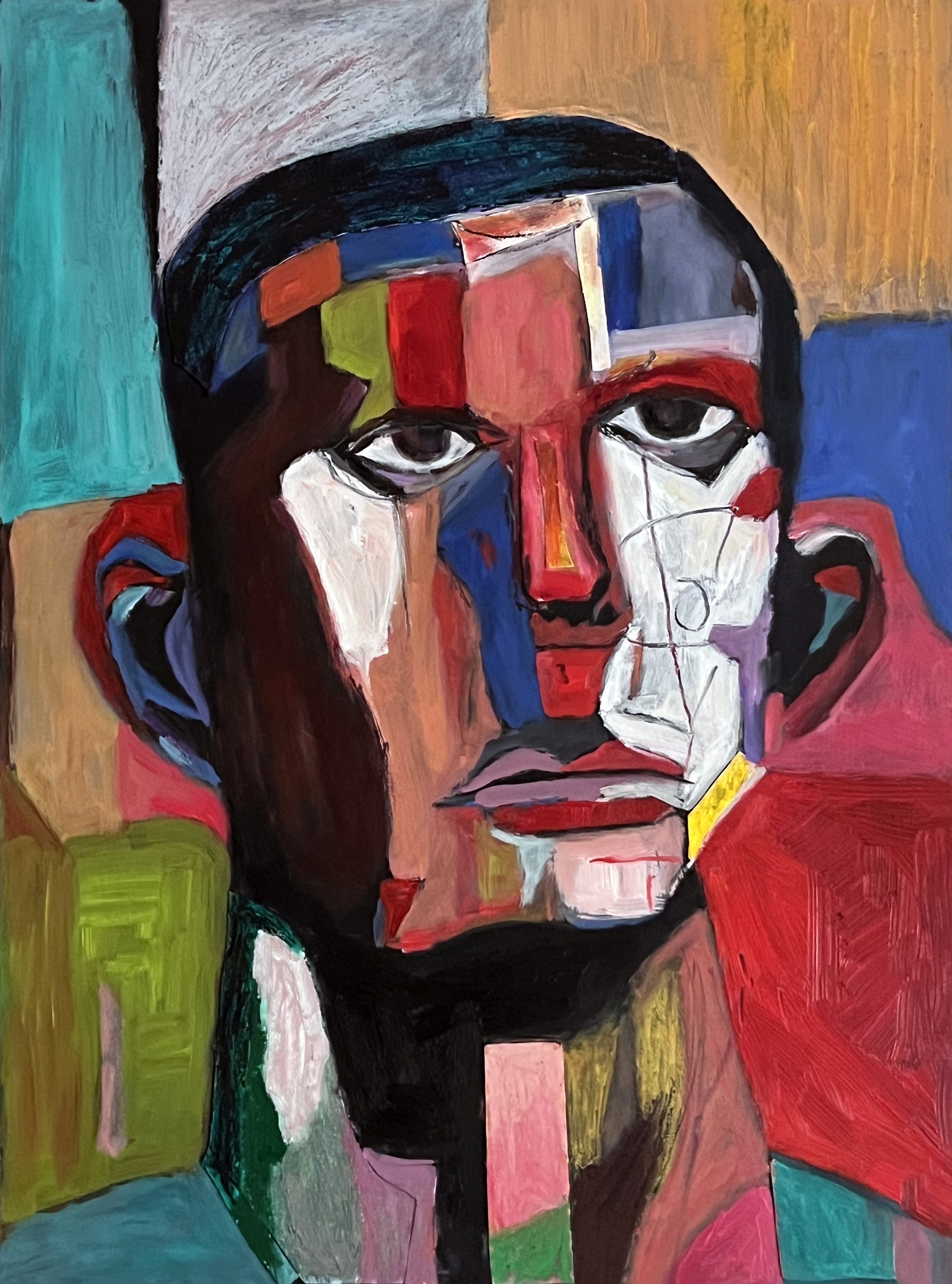 Title: Square in the Face 2023 / 
Medium: Mixed Media on Paper /	
Size: 22x30 inches / 	
SOLD