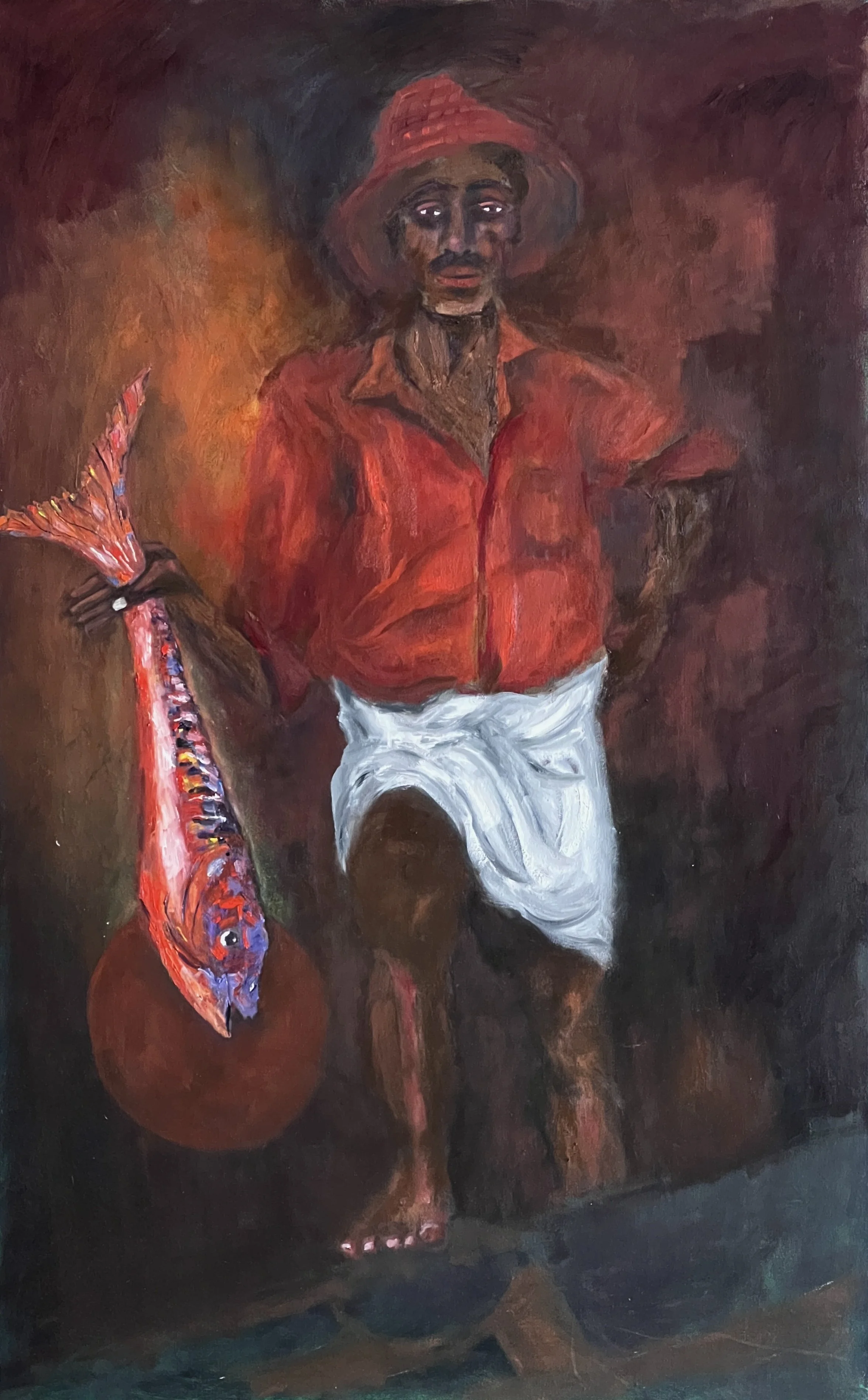 Title: Catch of the Day 2023 / 
Medium: Oil on Stretched Canvas /	
Size: 30x48 inches / 	
SOLD