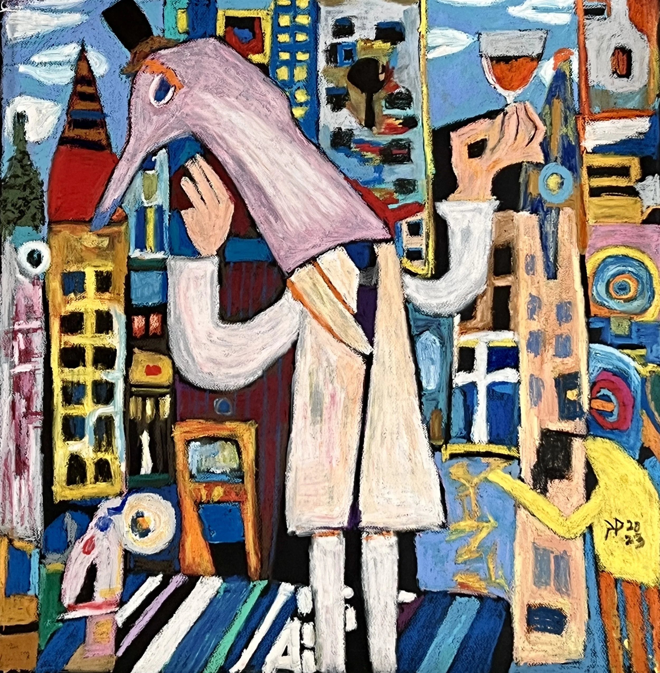 Title: Tipped 2023 / 
Medium: Oil Pastel on Paper /	
Size: 36x36 / 	
SOLD