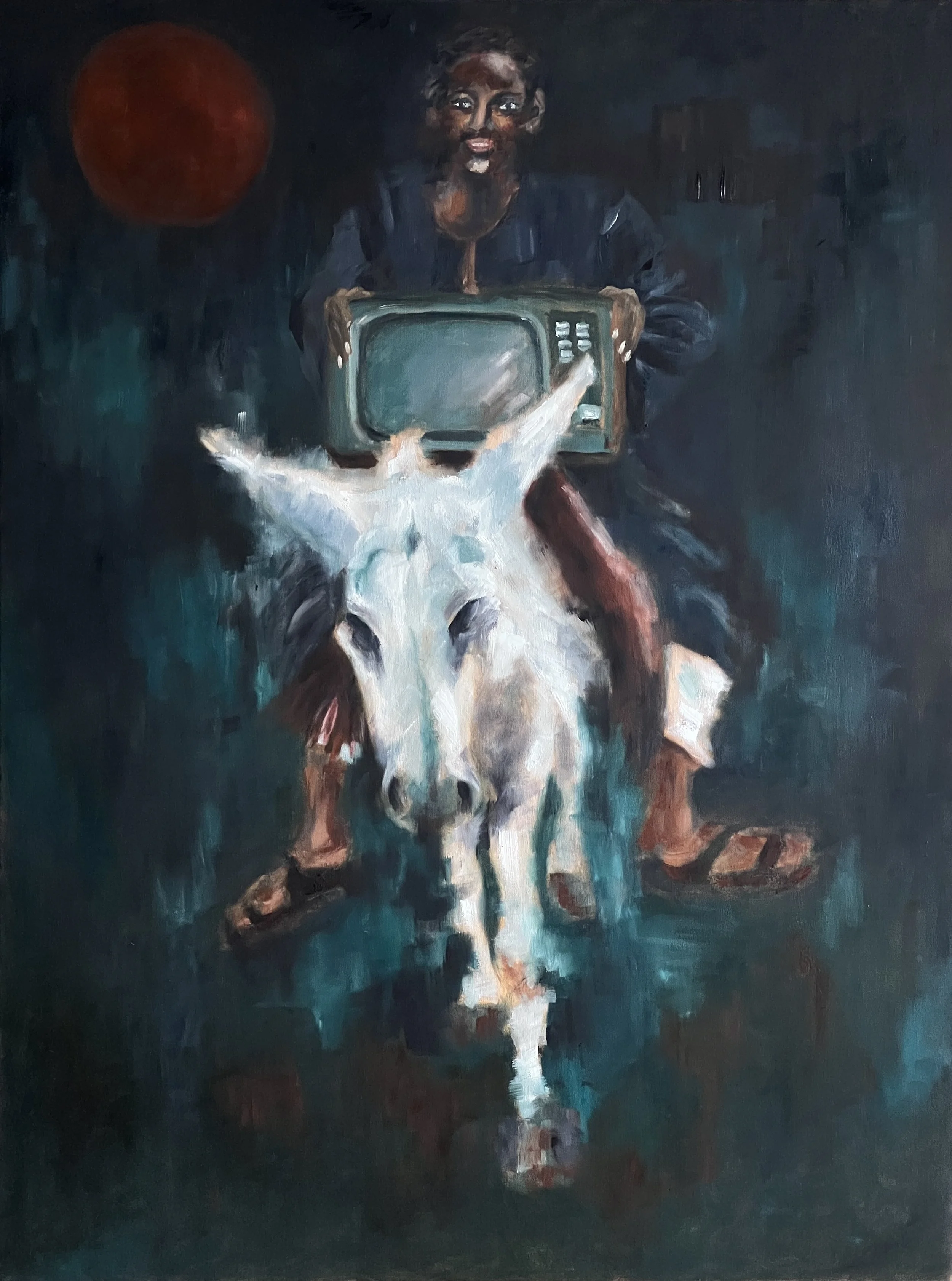 Title: Necessities 2023 / 
Medium: Oil on Stretched Canvas /	
Size: 36x48 inches / 	
Price: Rs. 87,000 /
AVAILABLE