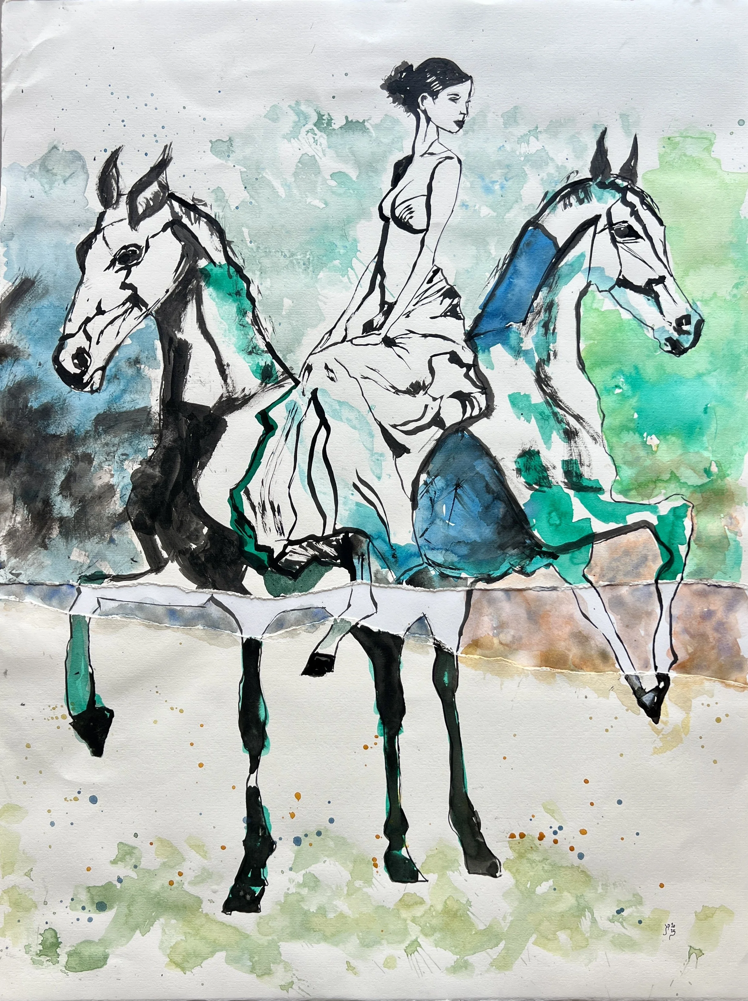 Title: Untitled / 
Medium: Ink and Watercolour on Paper /	
Size: 22x30 inches / 	
Price: Rs. 33,000 / 
AVAILABLE