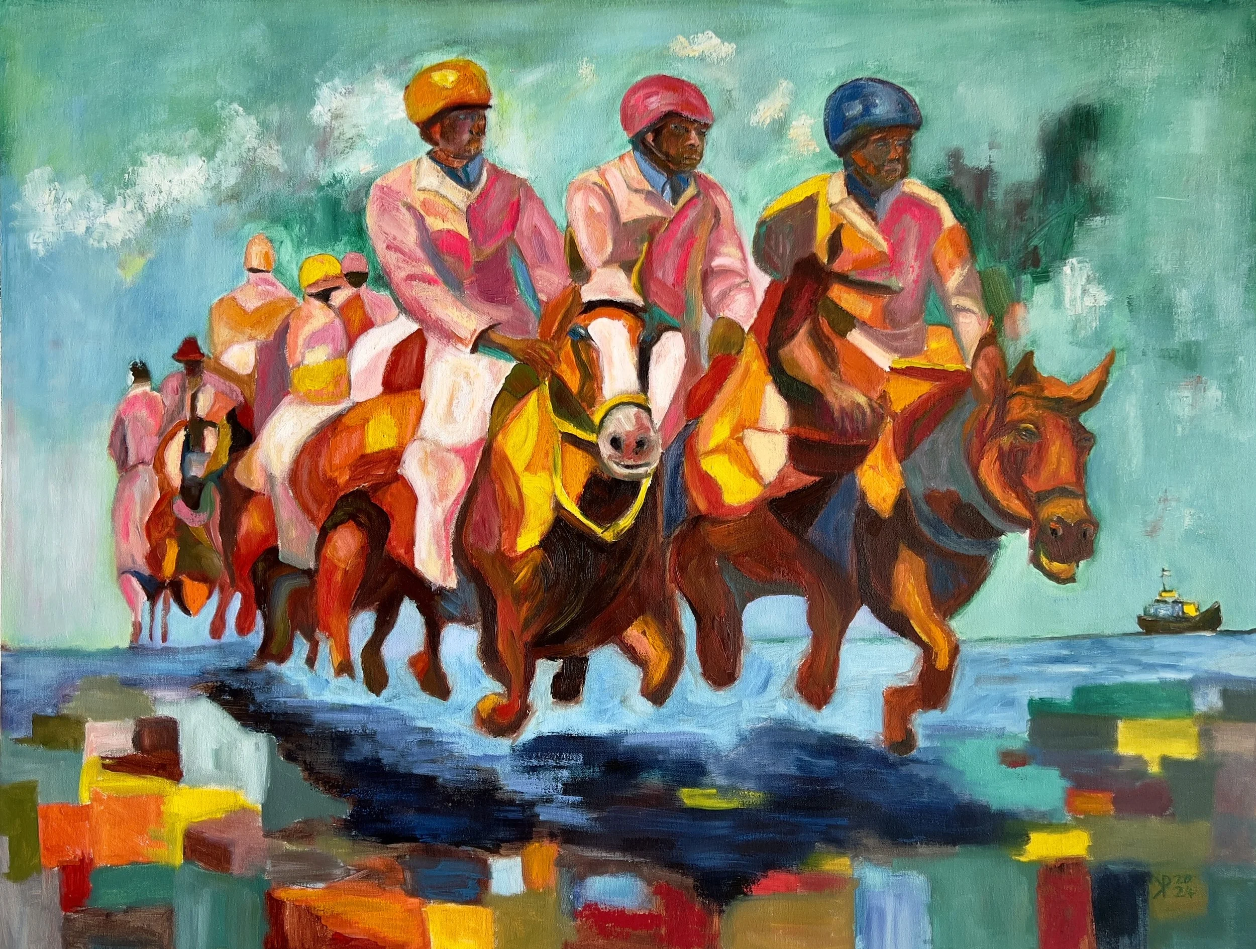 Title: An Uncertain Bet / 
Medium: Oil and oil stick on canvas /	
Size: 30x40 inches / 	
Price: Rs. 91,000 /
AVAILABLE
