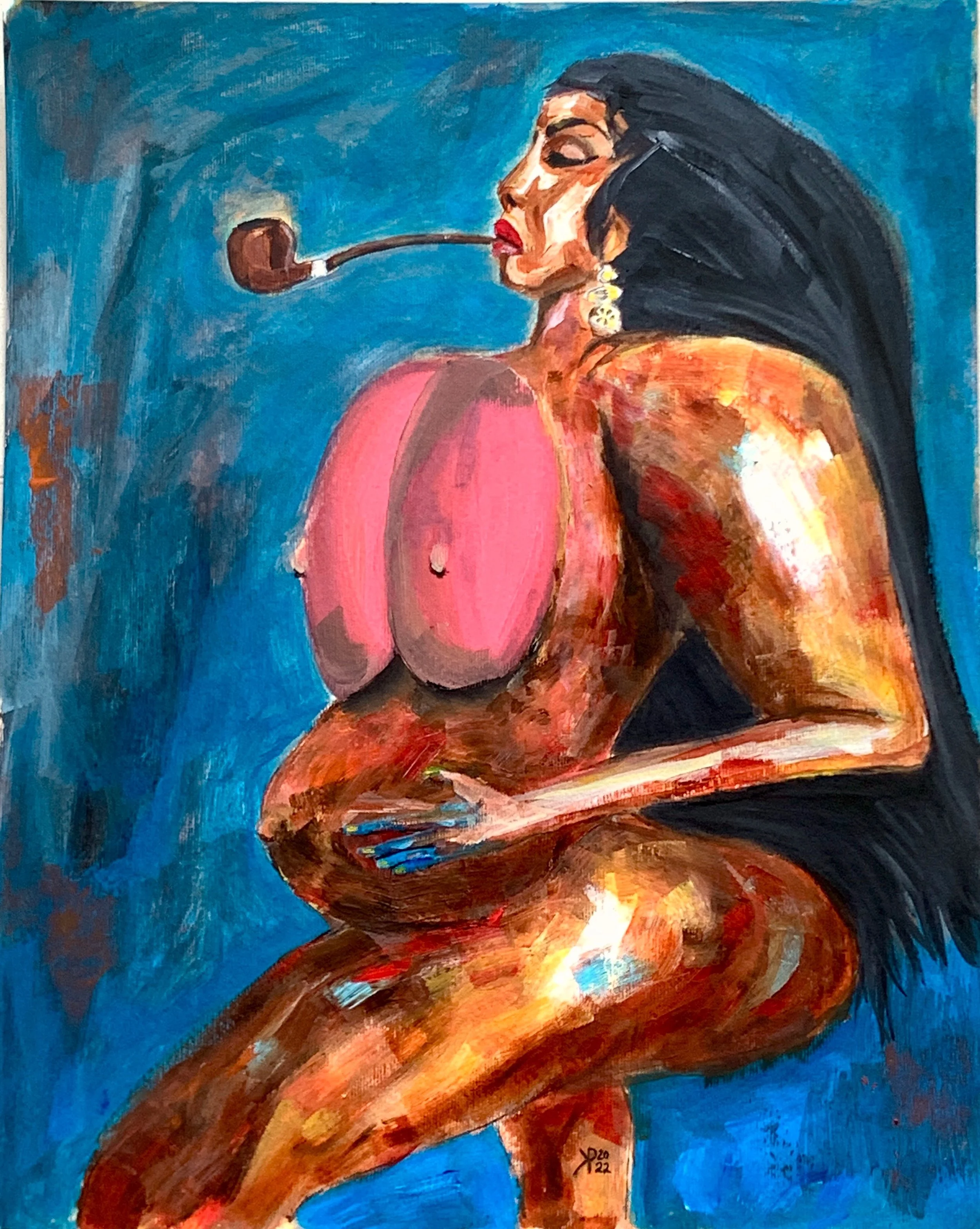 Title: Three of Us 2022 / 
Medium: Acrylic on Paper /	
Size: 15.5x19.5 inches / 	
SOLD