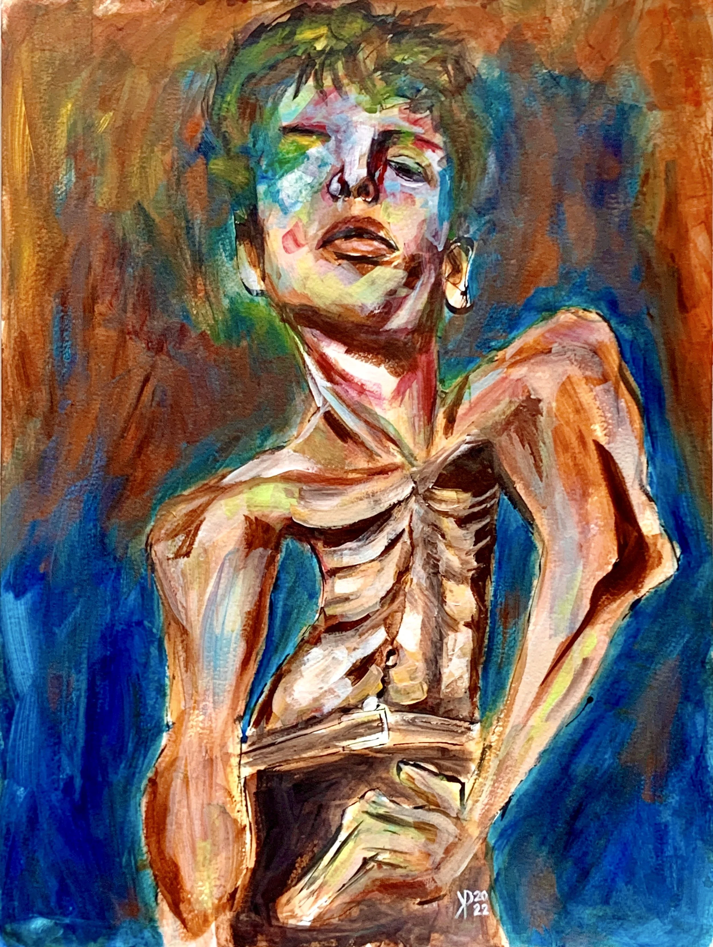 Title: Six Pack 2022 / 
Medium: Acrylic on Paper/	
Size: 14x18.5 inches / 	
Price: Rs. 16000 /
AVAILABLE