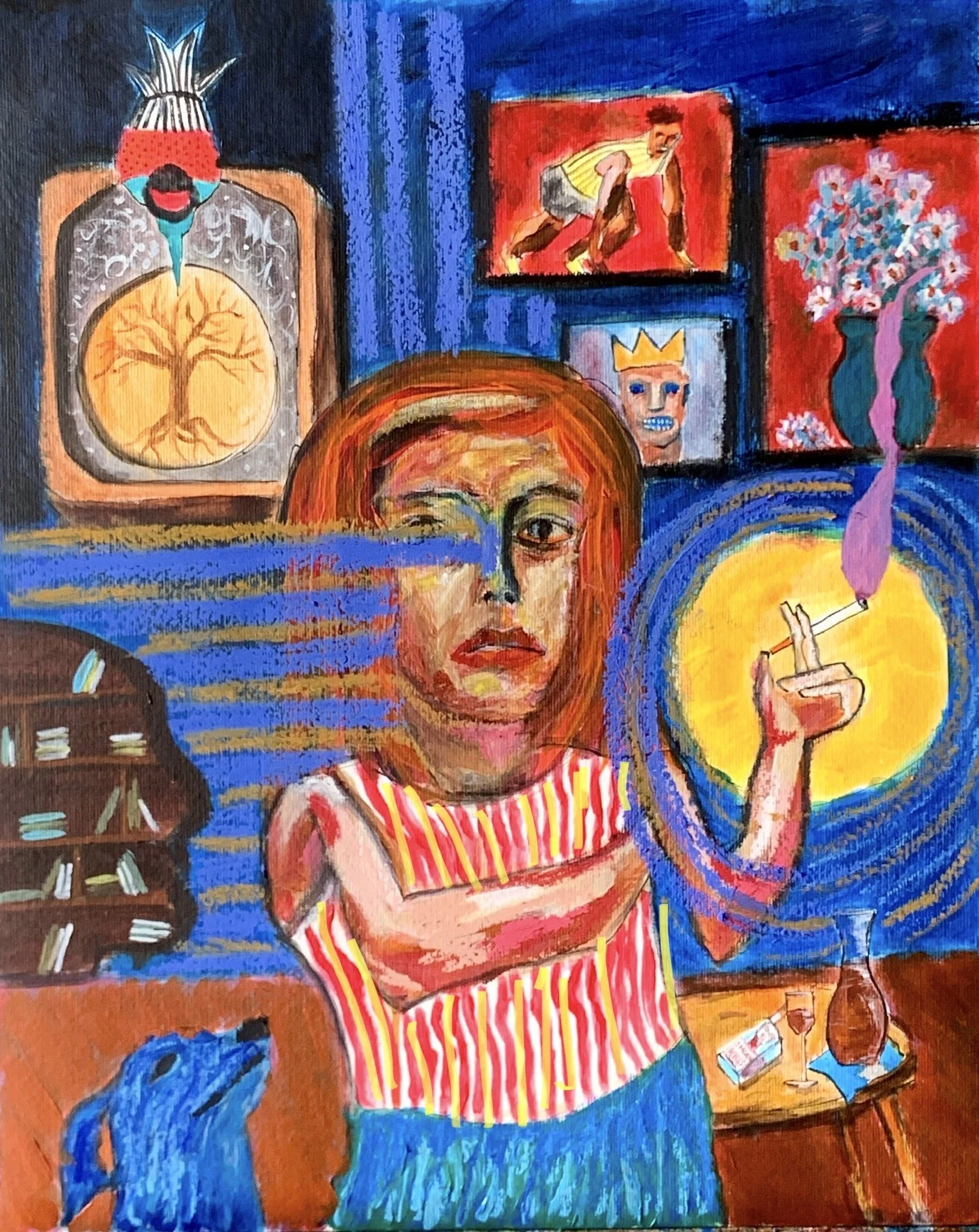Title: Killing Time 2022 / 
Medium: Mixed Media on Paper /	
Size: 15.5x19.5 inches / 	
SOLD