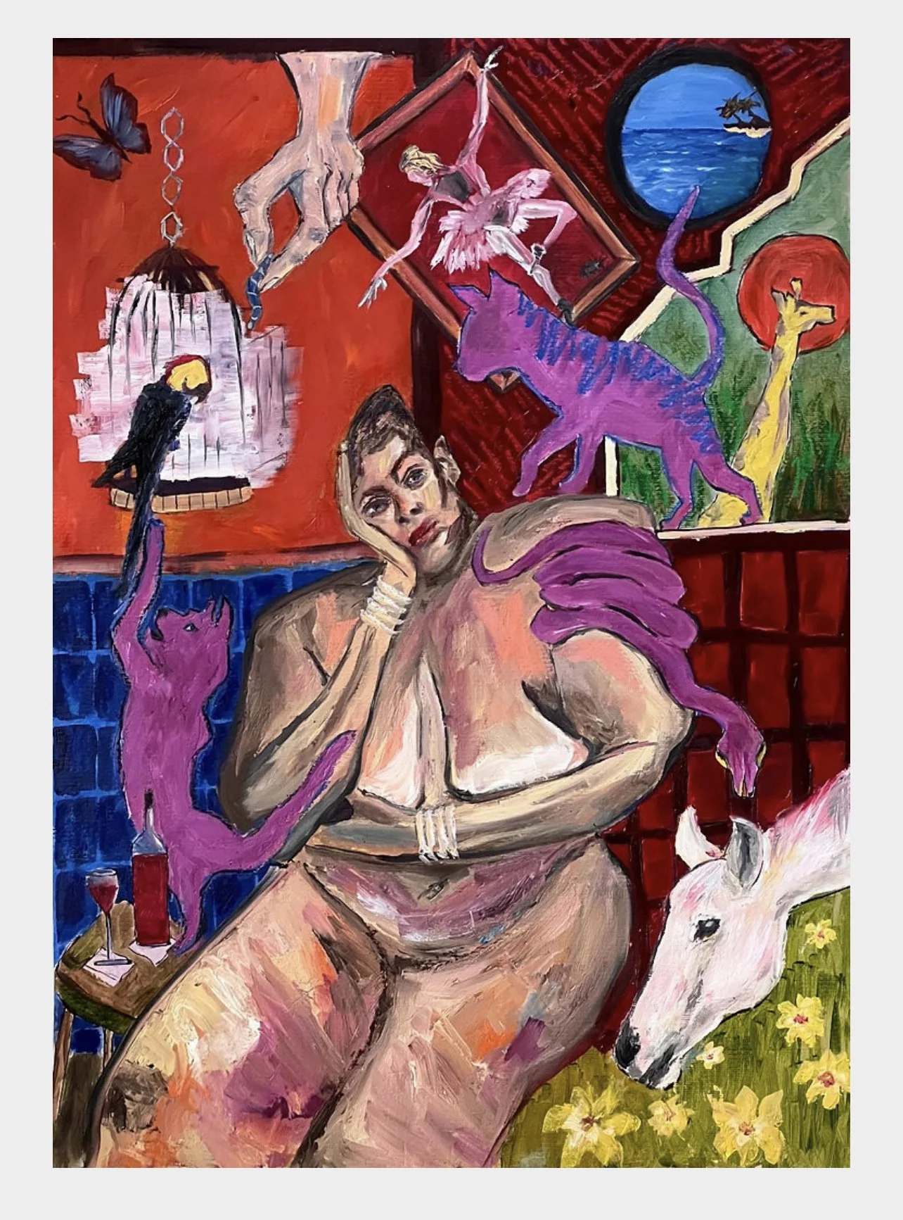 Title: Contemplation 2022 / 
Medium: Mixed Media on Paper /	
Size: 20x28 inches / 	
SOLD