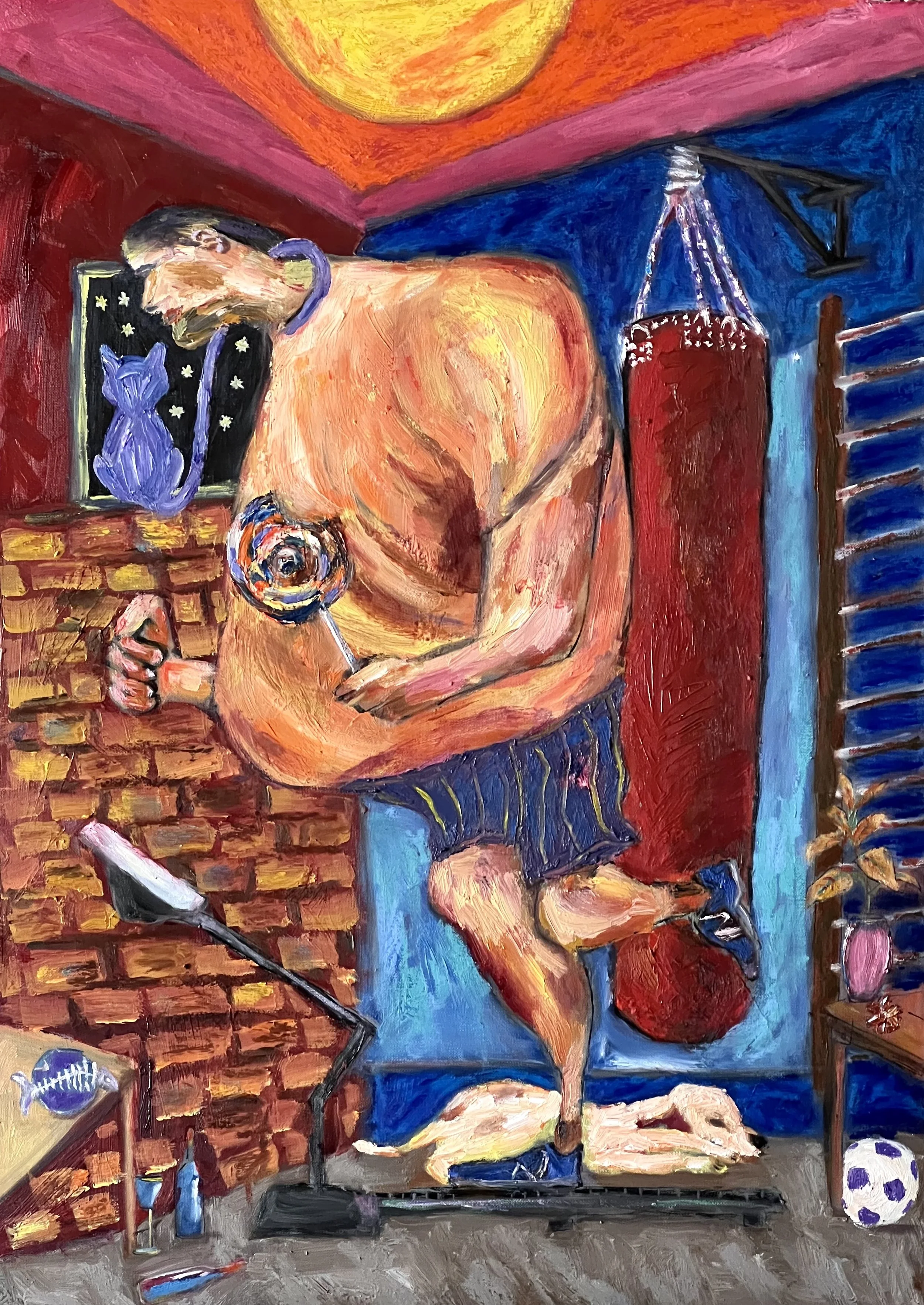 Title: Get Fit 2022 / 
Medium: Mixed Media on Paper /	
Size: 16x24 inches / 	
SOLD
