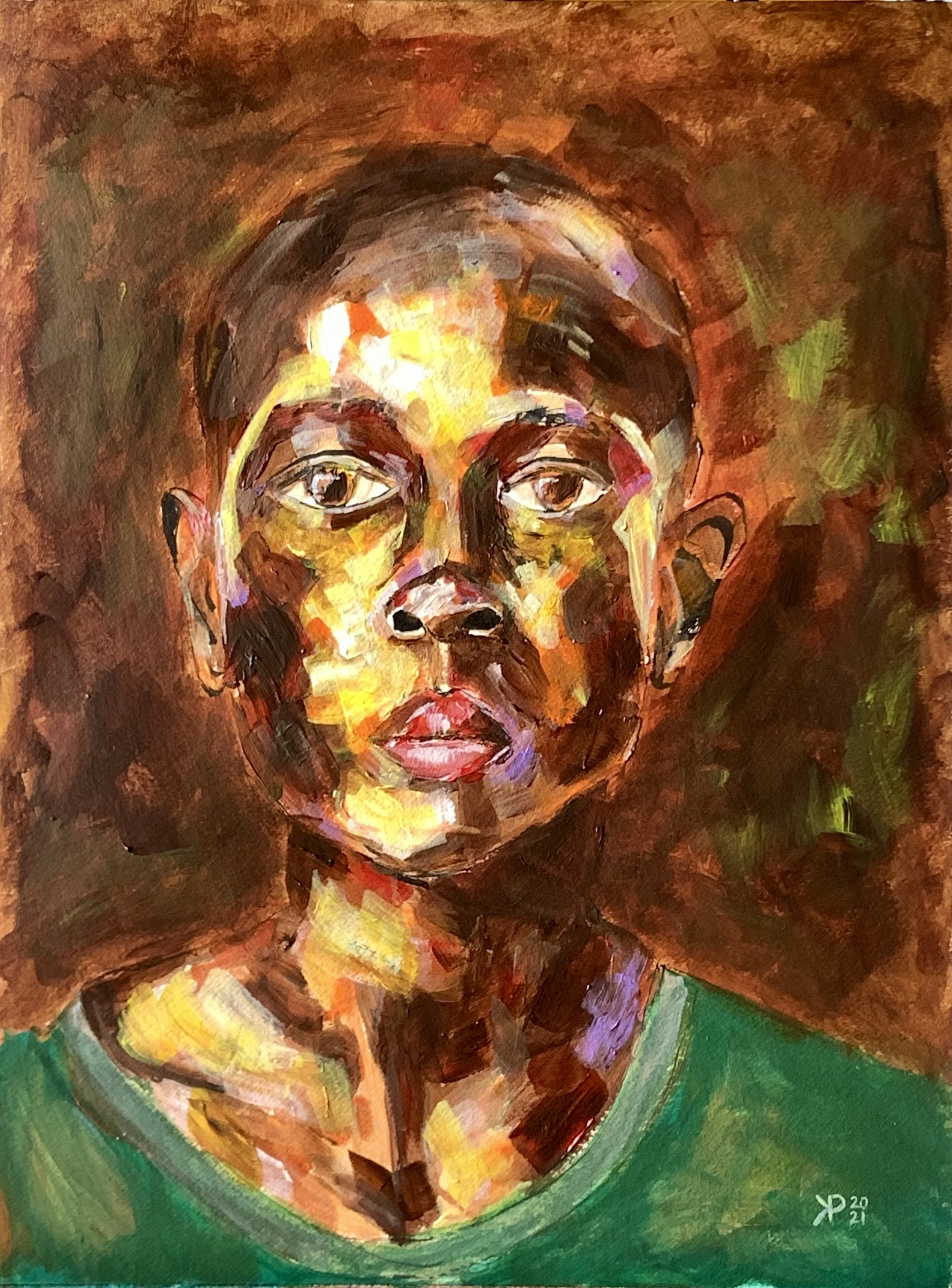 Title:  Persevere 2021 / 
Medium: Acrylic on Paper /	
Size: 14x18.5 inches / 	
SOLD