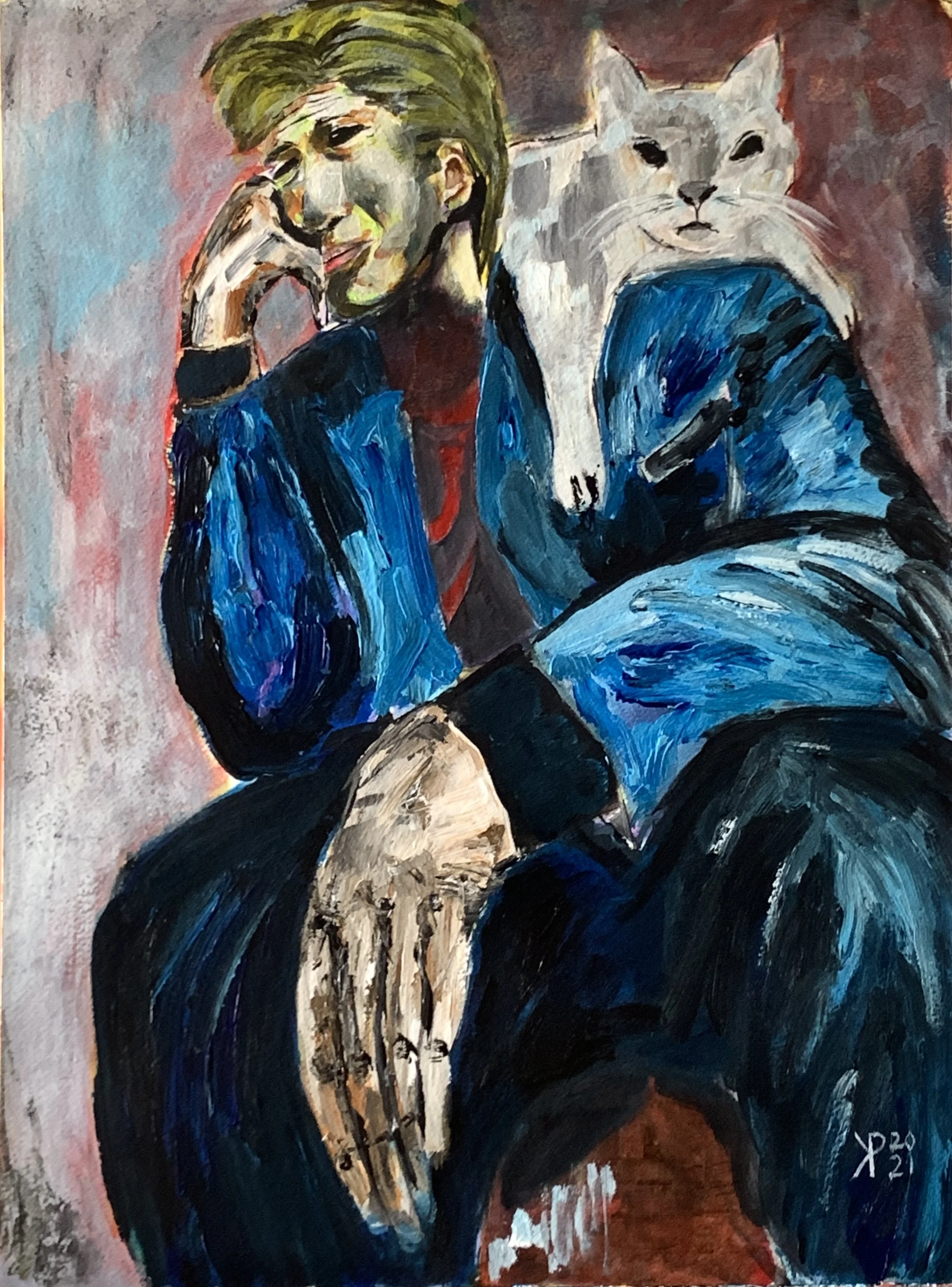 Title: Easy Date 2021 / 
Medium: Acrylic on Paper /	
Size: 14x18.5 inches / 	
SOLD