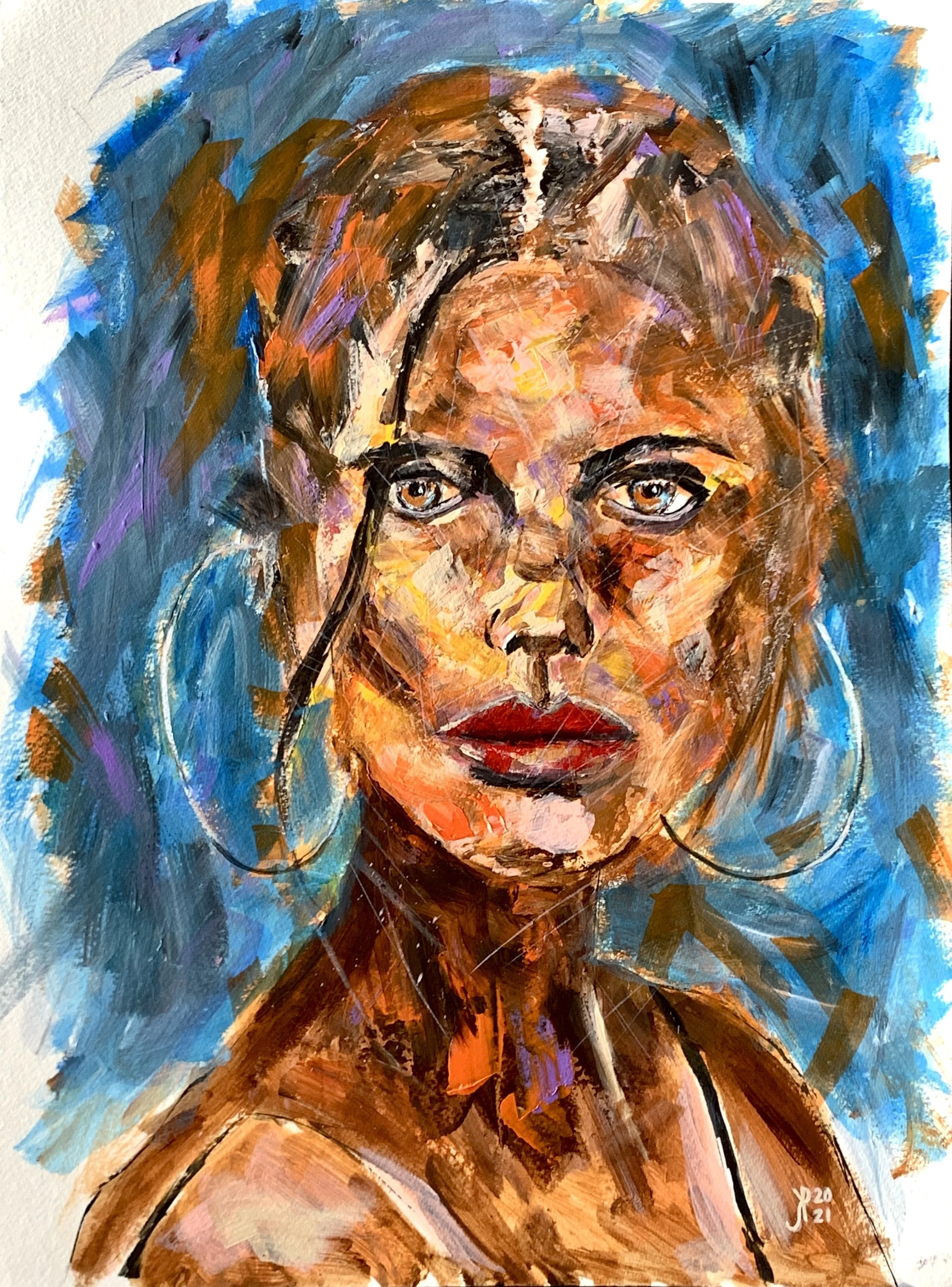 Title: Turning All Eyes 2021 / 
Medium: Acrylic on Paper /	
Size: 14x18.5 inches / 	
SOLD
